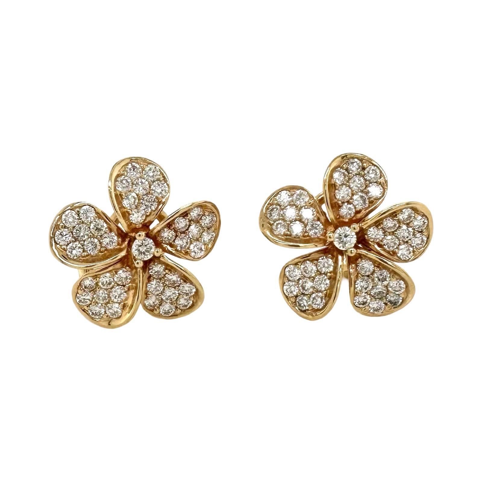 Women's Hoku Plumeria Pave Diamond Earrings and Ring 2-Piece Set in 14k Yellow Gold