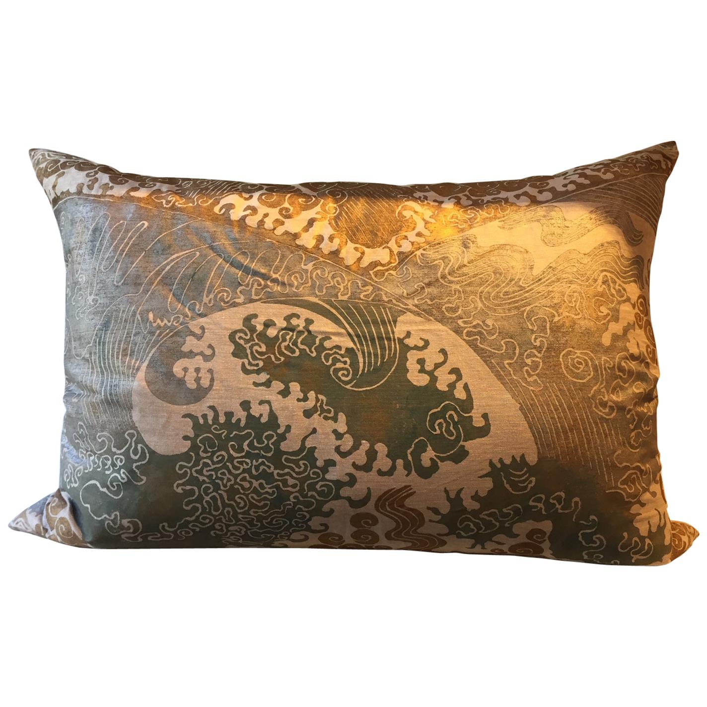 Hand Block Print Cushions Color Celadon Hand Block Print Blanket Pillow