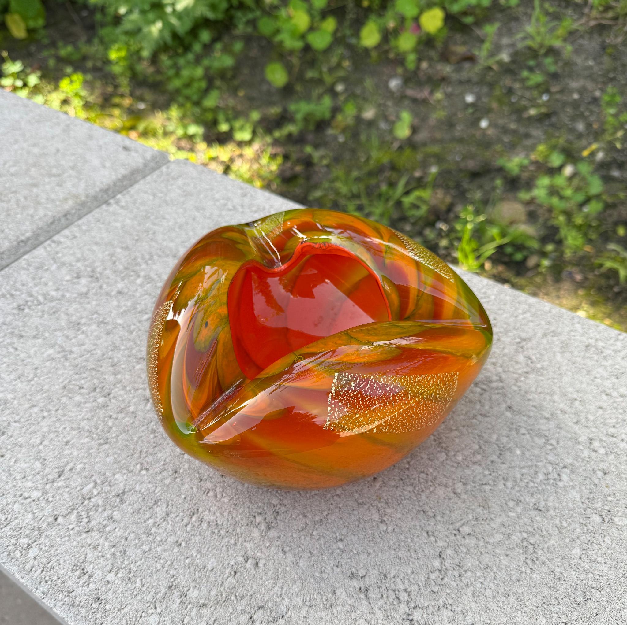 20th Century Hokuyo Art Glass Ikebana Ashtray / Bowl , Japan, c.1970 For Sale