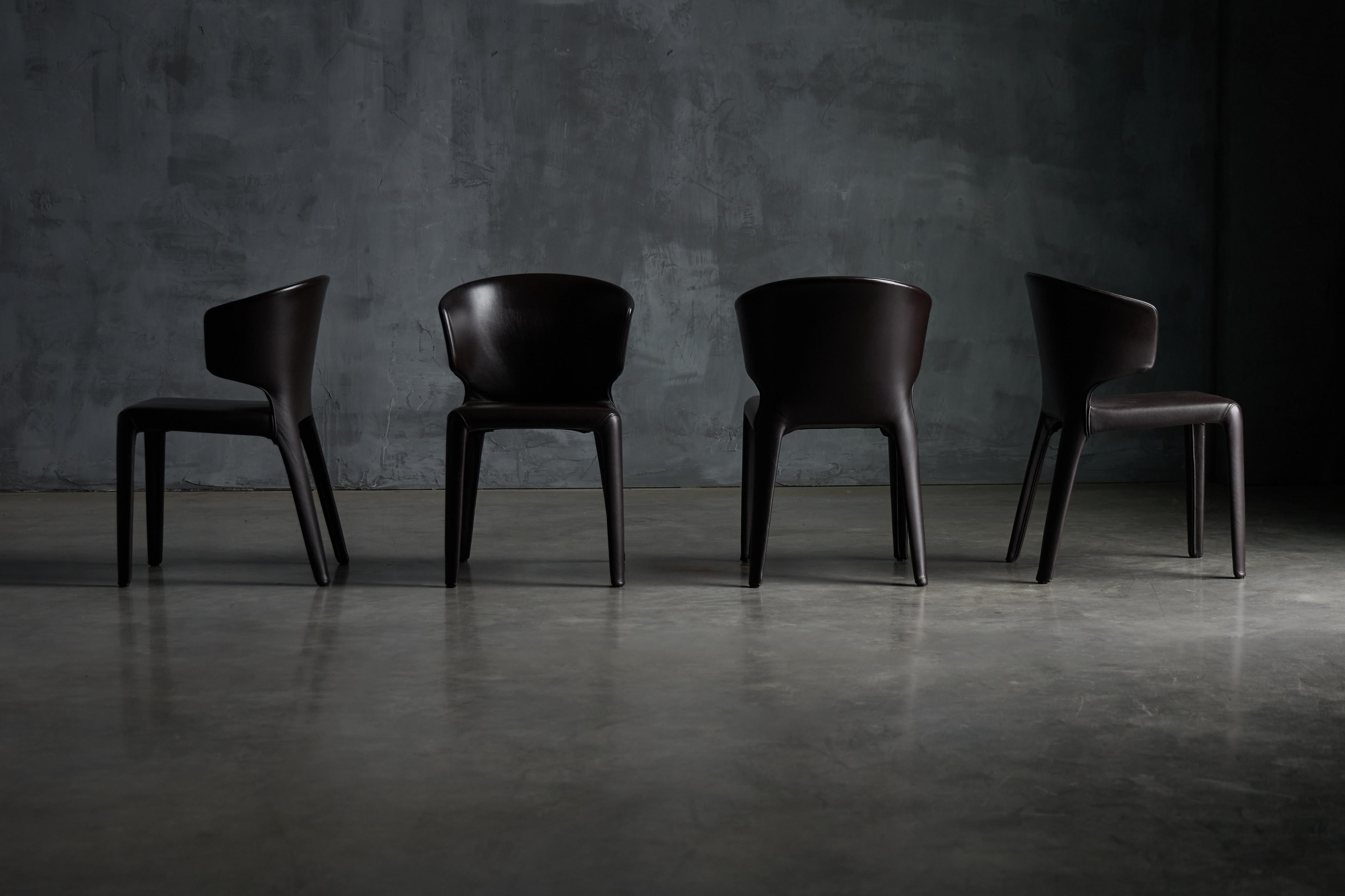 Leather Hola 367 Armchairs by Hannes Wettstein for Cassina, Italy, 2000s For Sale
