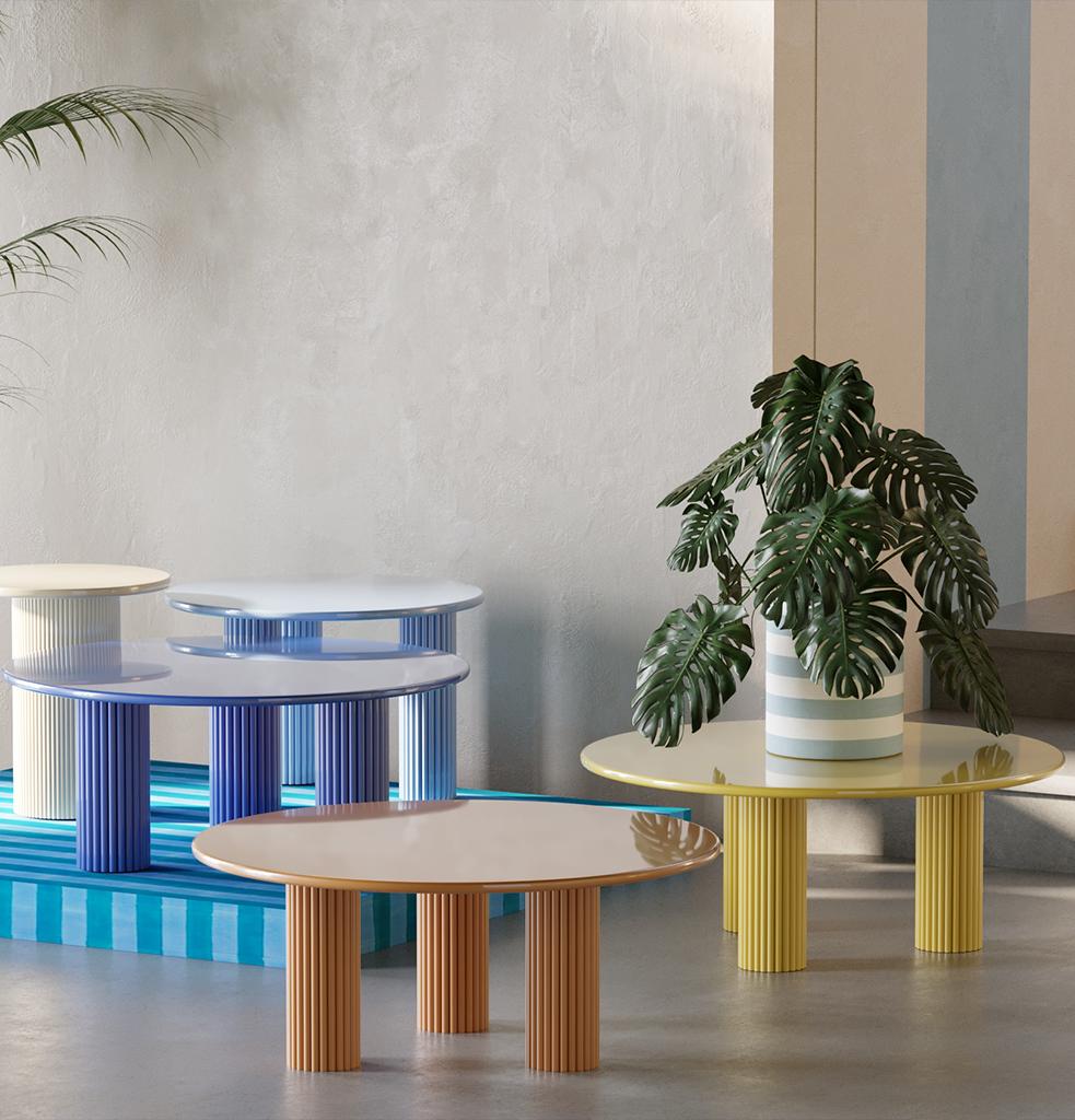 Mid-Century moderno Tavolino HOLA Blue di Hermhaus in vendita