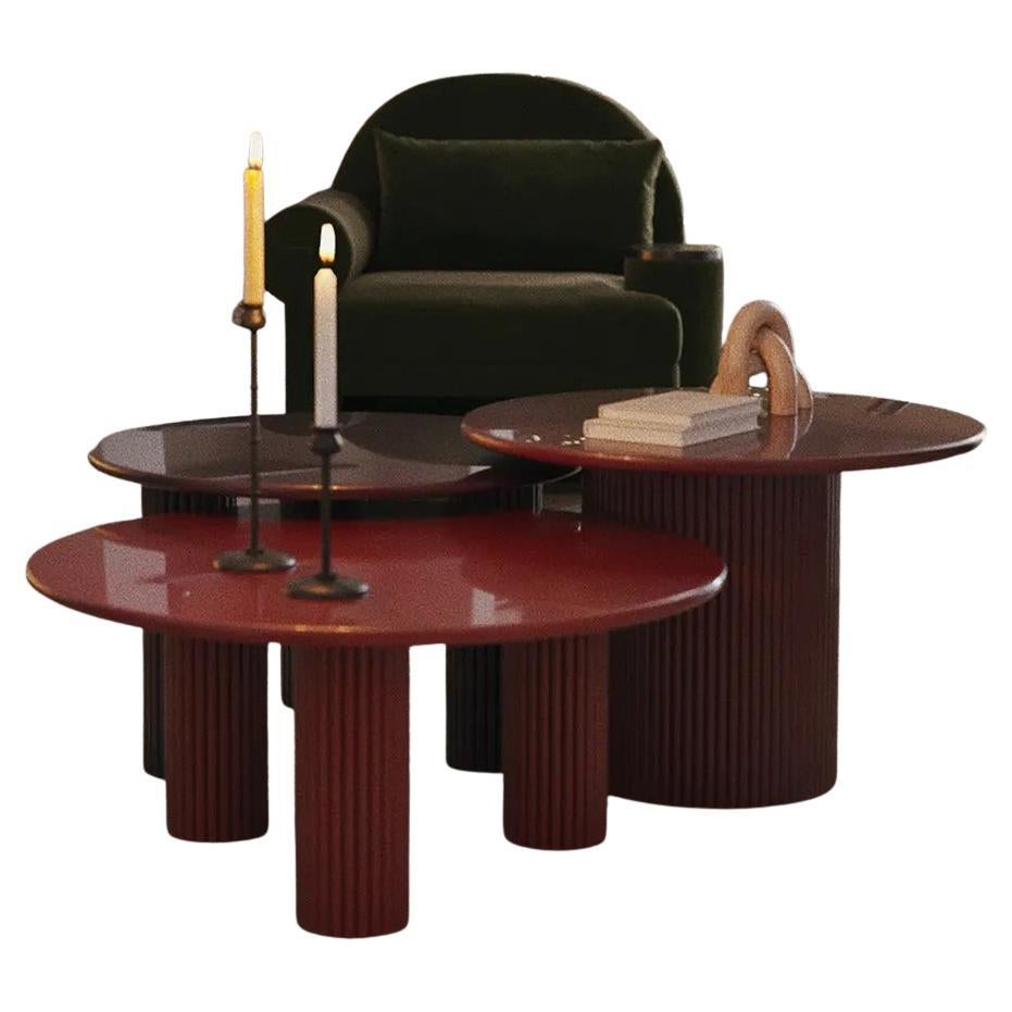 HOLA Tavolino da caffè Triplo Set Rosso Chiaro di Hermhaus
