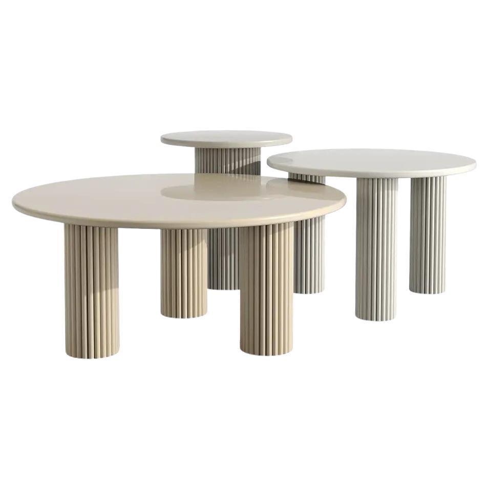HOLA Tavolino Triplo Set Grigio&Beige di Hermhaus