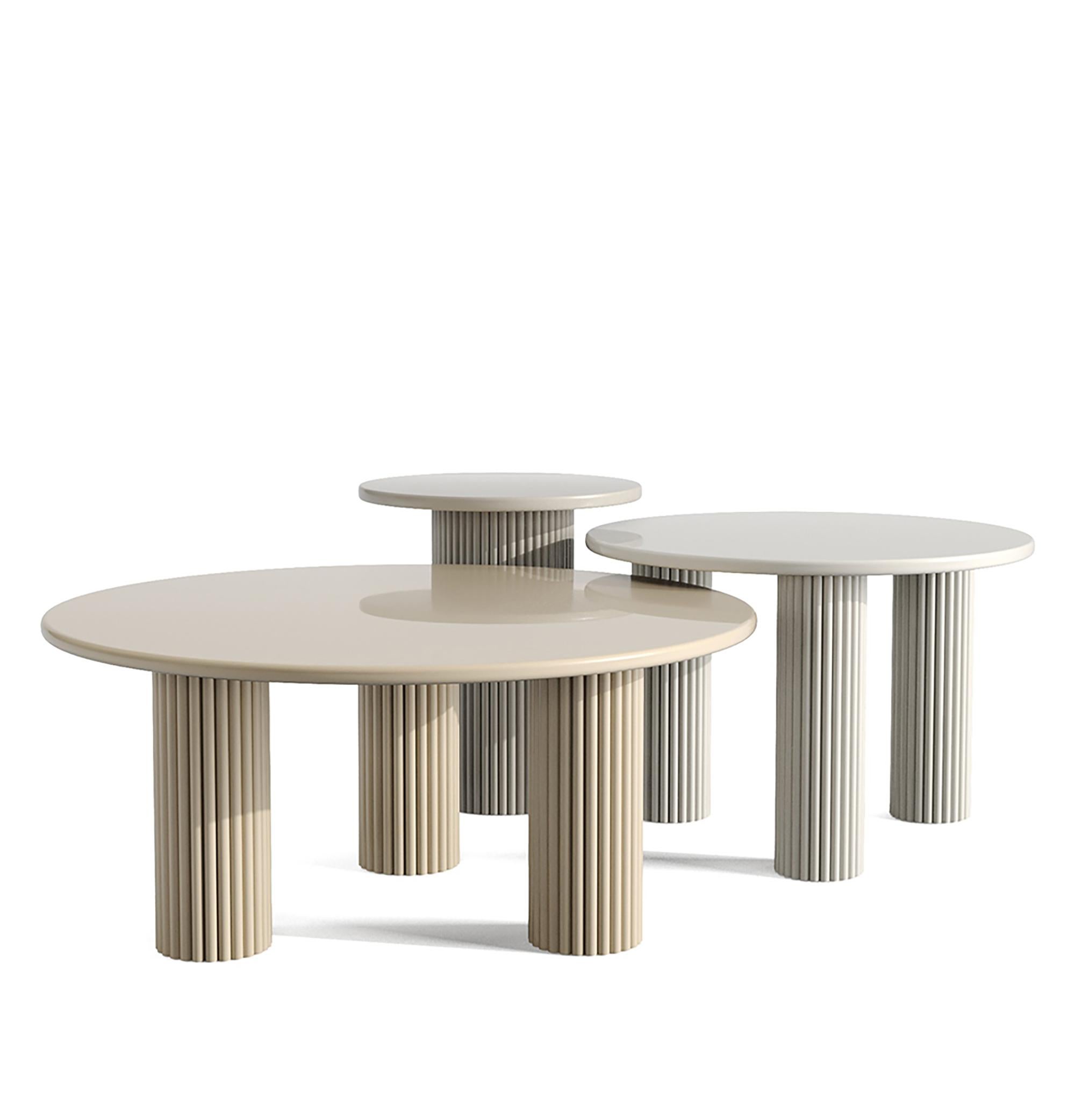 HOLA Tavolino Triplo Set Grigio&Beige di Hermhaus in vendita