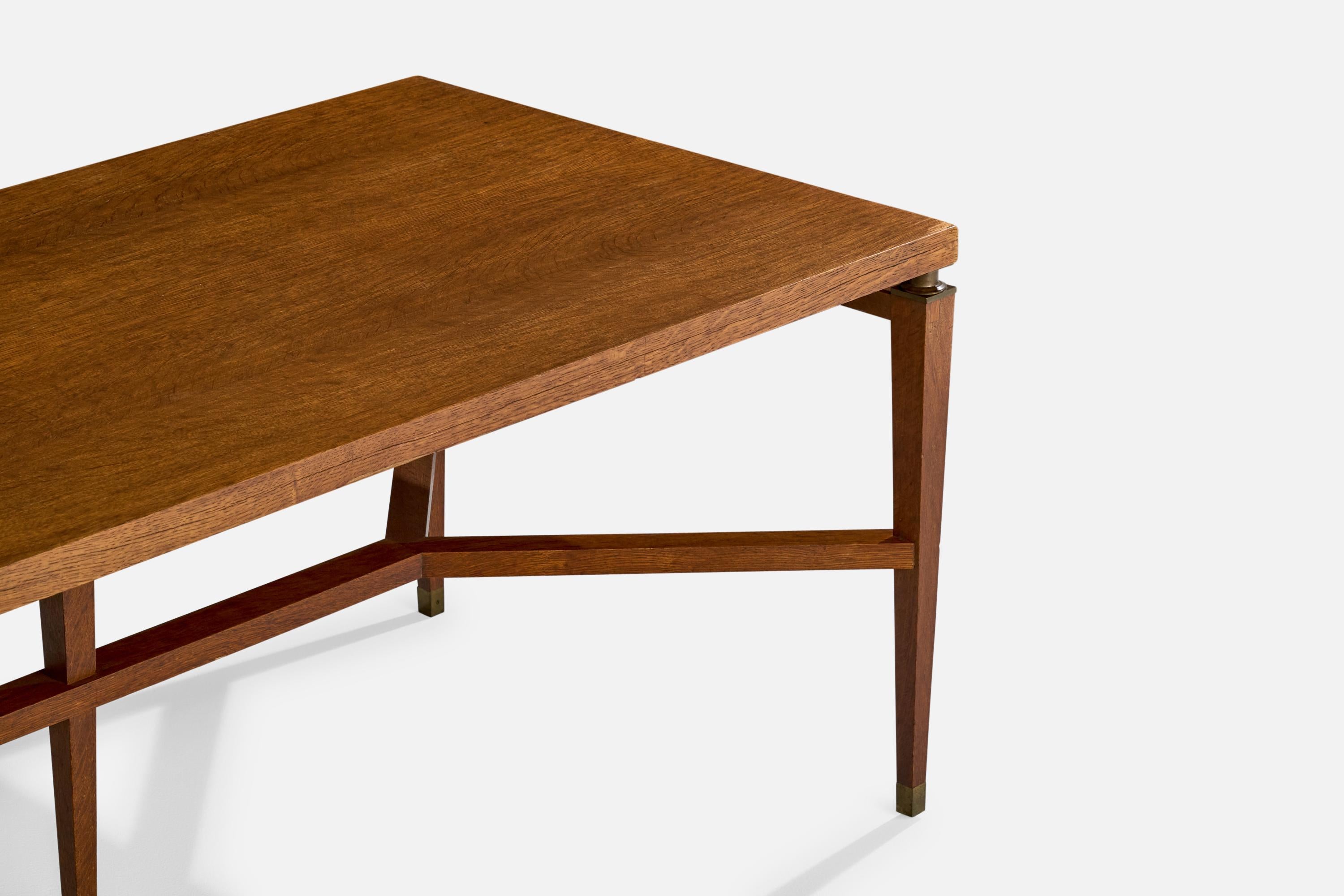 Mid-20th Century Holabird and Root, Dining Table, Oak, Brass, USA, 1934 For Sale