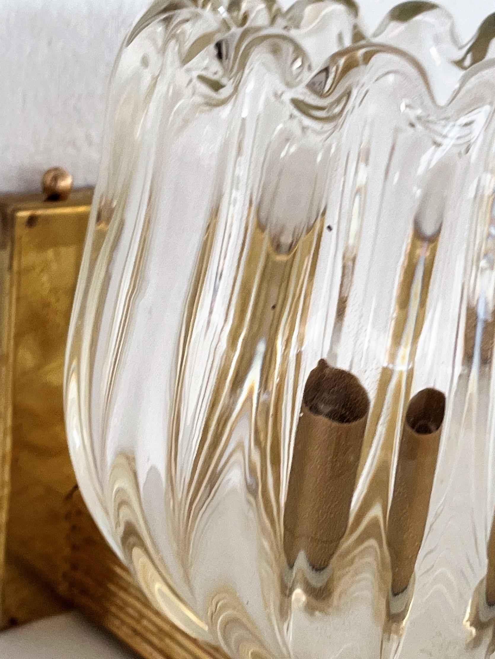Hand-Crafted hold for Ben: Italian Brass and Murano Glass Wall Sconces in Art Deco Style, 90s