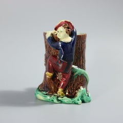 Holdcroft Majolica Boy Climbing Tree Posy Vase