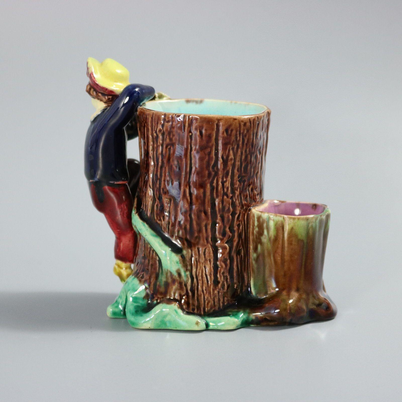Fine XIX secolo Vaso di maiolica Holdcroft Boy Climbing Tree Posy in vendita