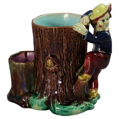 Holdcroft Majolica Boy Climbing Tree Posy Vase