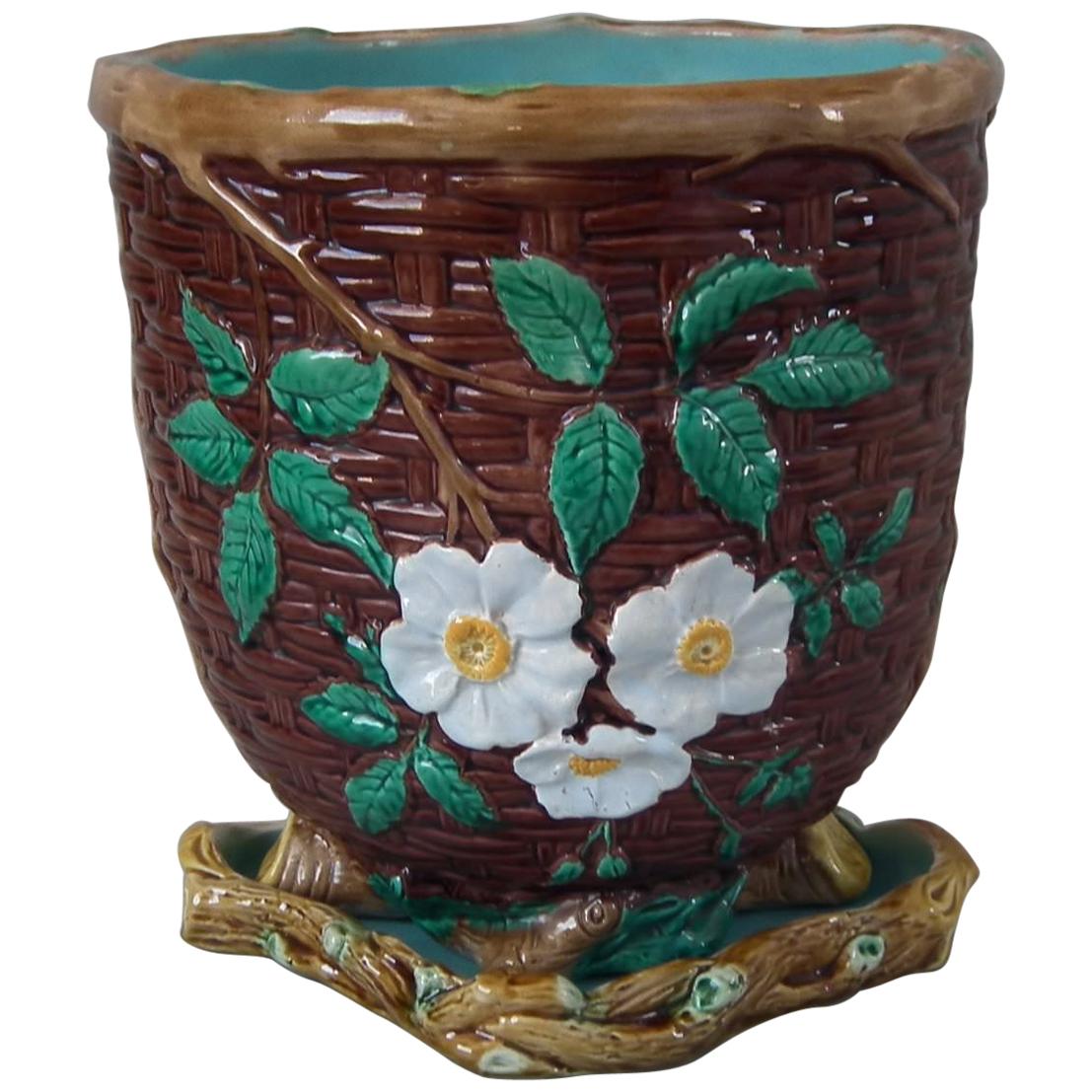Holdcroft Majolica Floral Jardinière and Stand