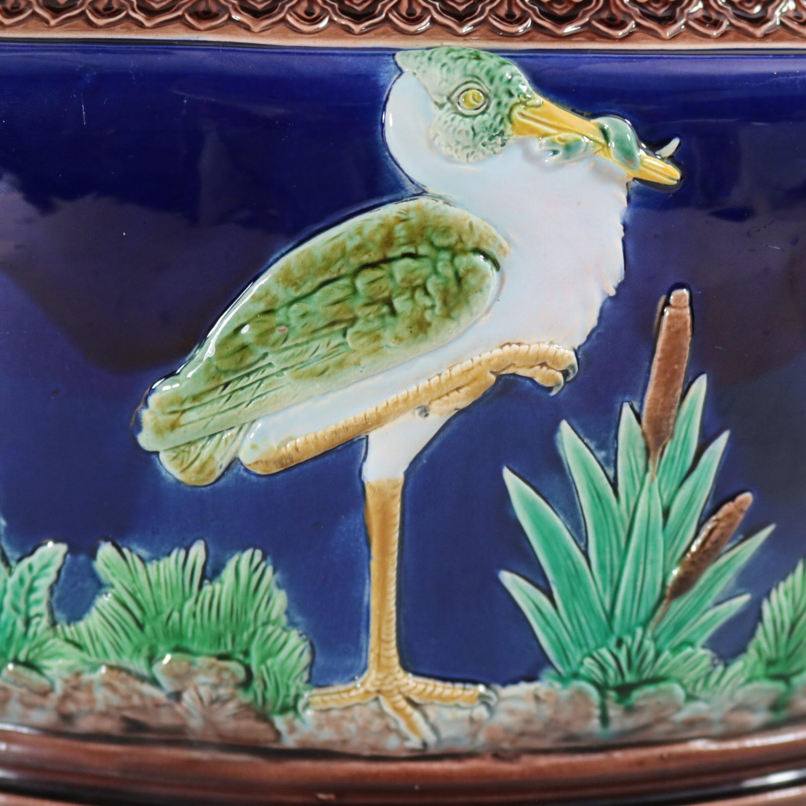 Holdcroft Majolica Heron Oval Planter/Jardiniere 2