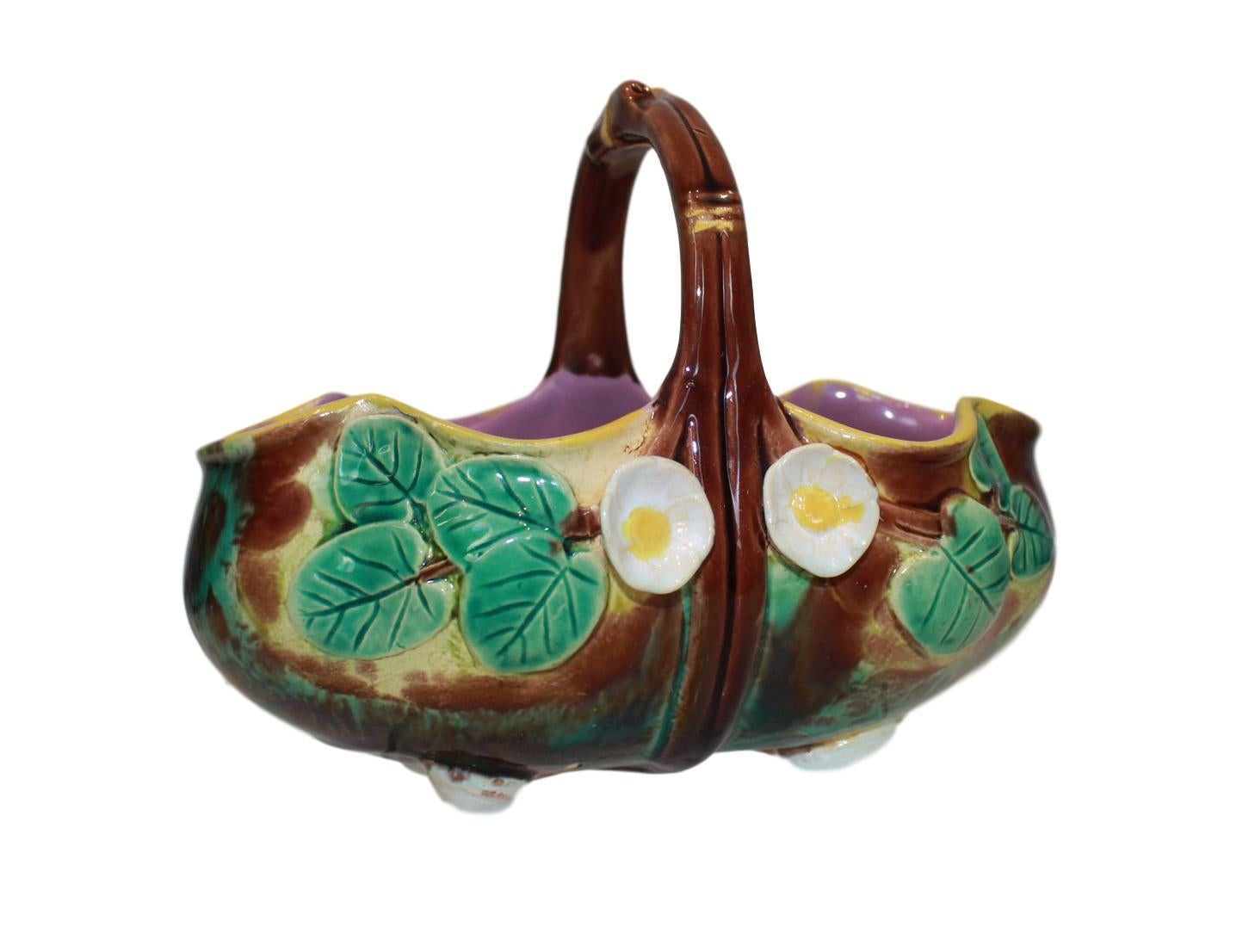 Holdcroft Majolica Pond Lily Basket, English, circa 1875 5