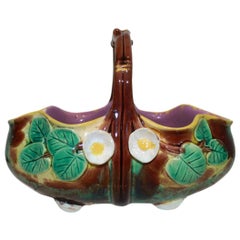 Holdcroft Majolica Pond Lily Basket, English, circa 1875