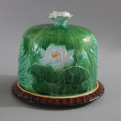 Holdcroft Majolica Pond Lily Cheese Dome and Stand