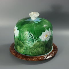Holdcroft Majolica Pond Lily Cheese Dome And Stand