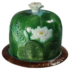 Holdcroft Majolica Pond Lily Cheese Dome And Stand