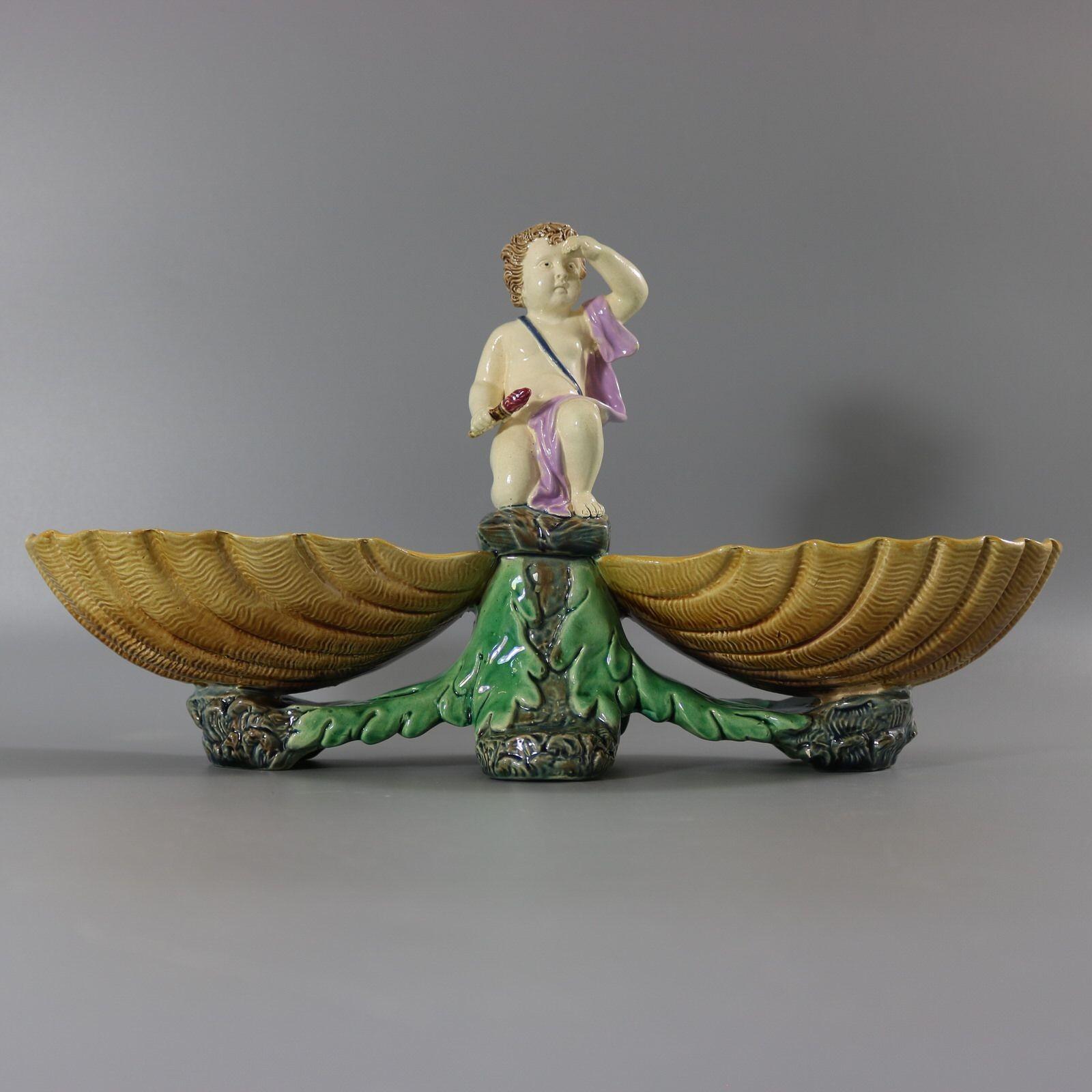 Holdcroft Majolica Putto and Shells Dish en vente 5