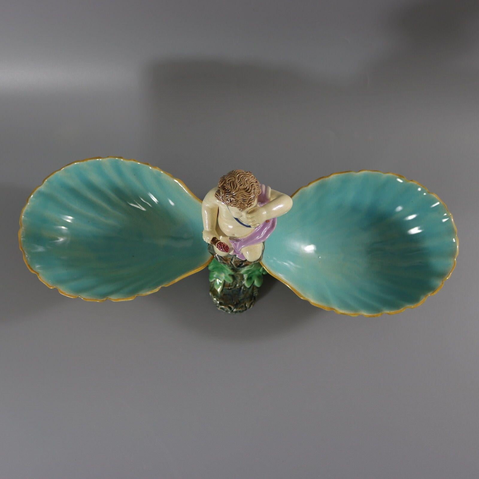 Holdcroft Majolica Putto and Shells Dish en vente 6