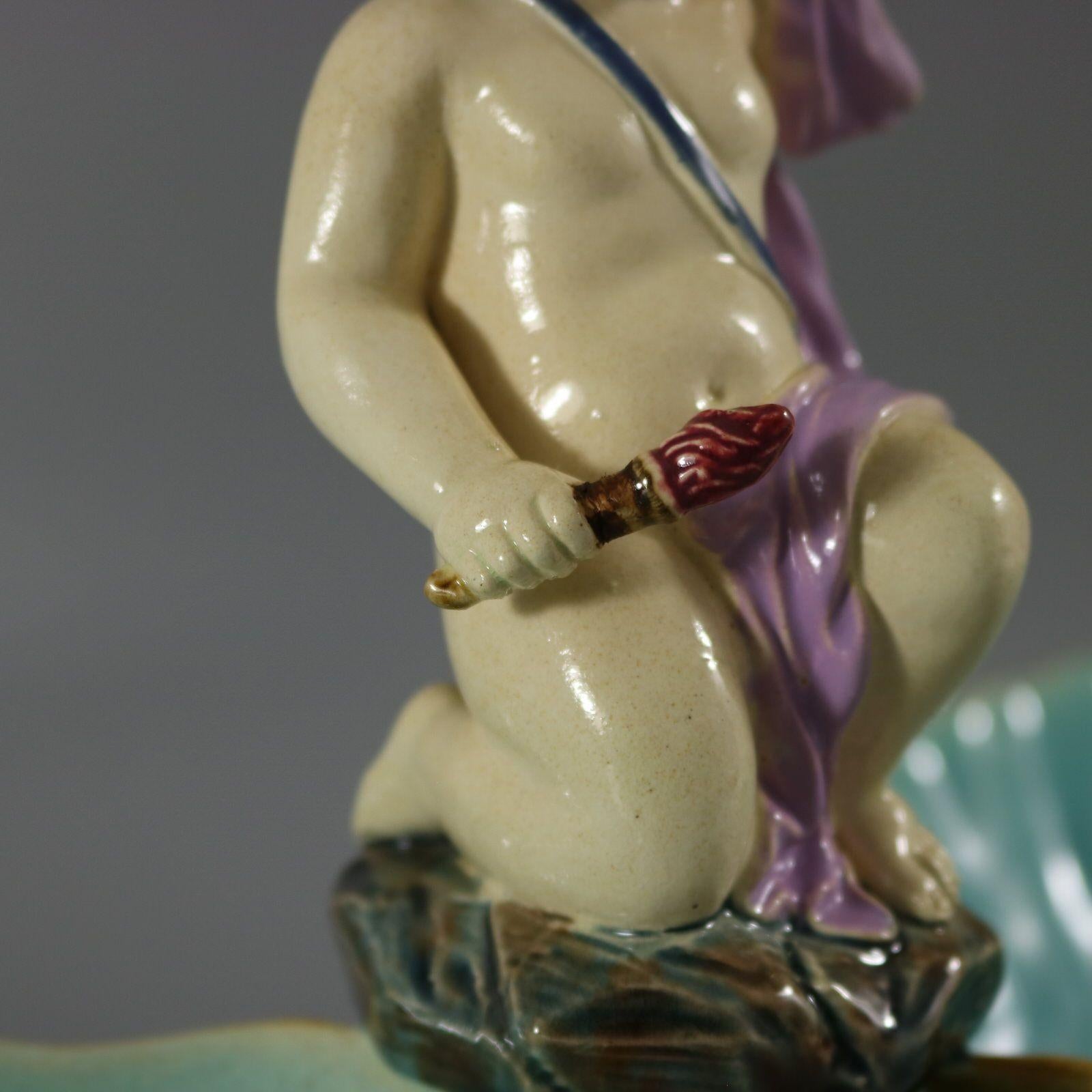 Holdcroft Majolica Putto and Shells Dish en vente 8