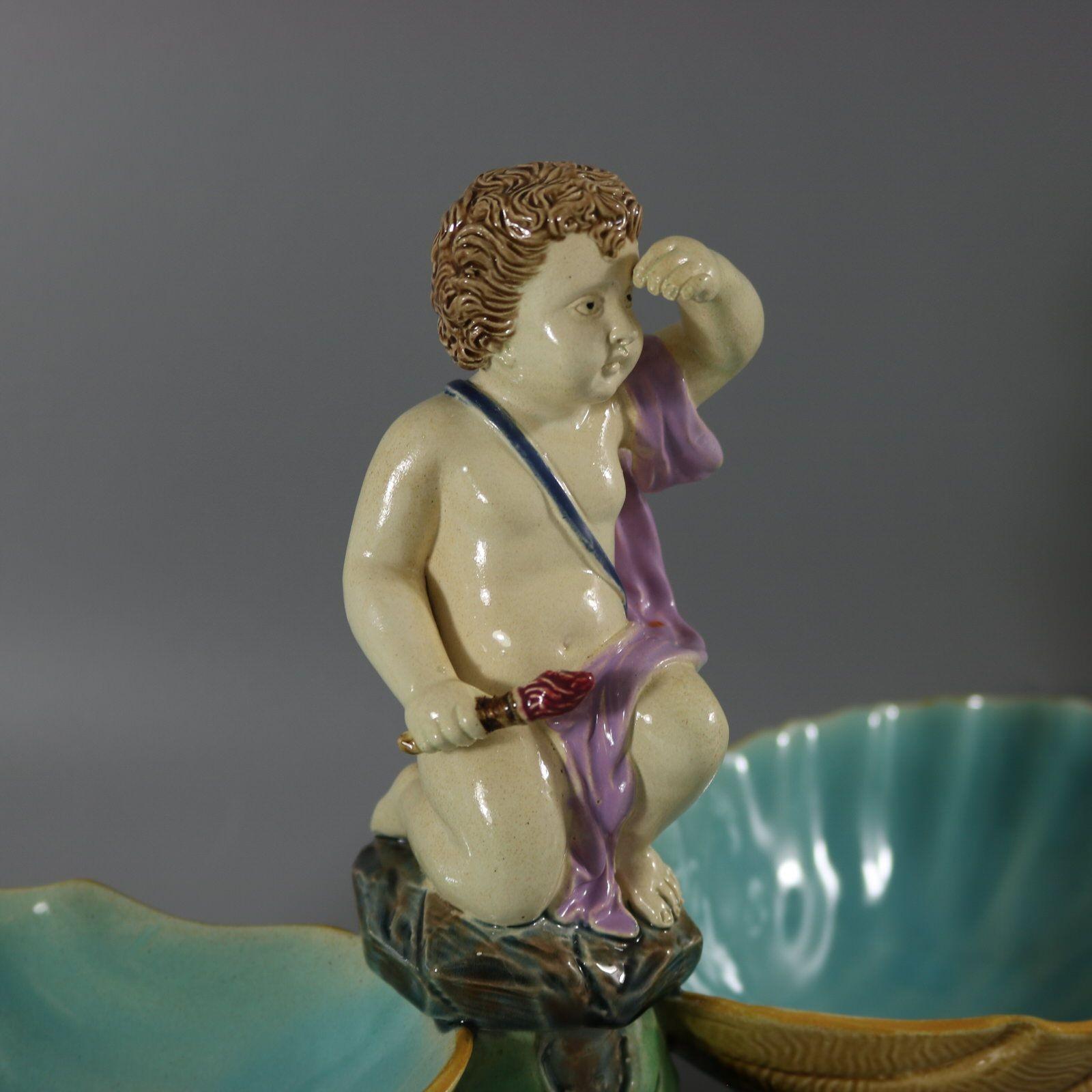 Holdcroft Majolica Putto and Shells Dish en vente 4