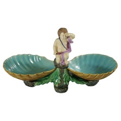 Holdcroft Majolica Putto and Shells Dish