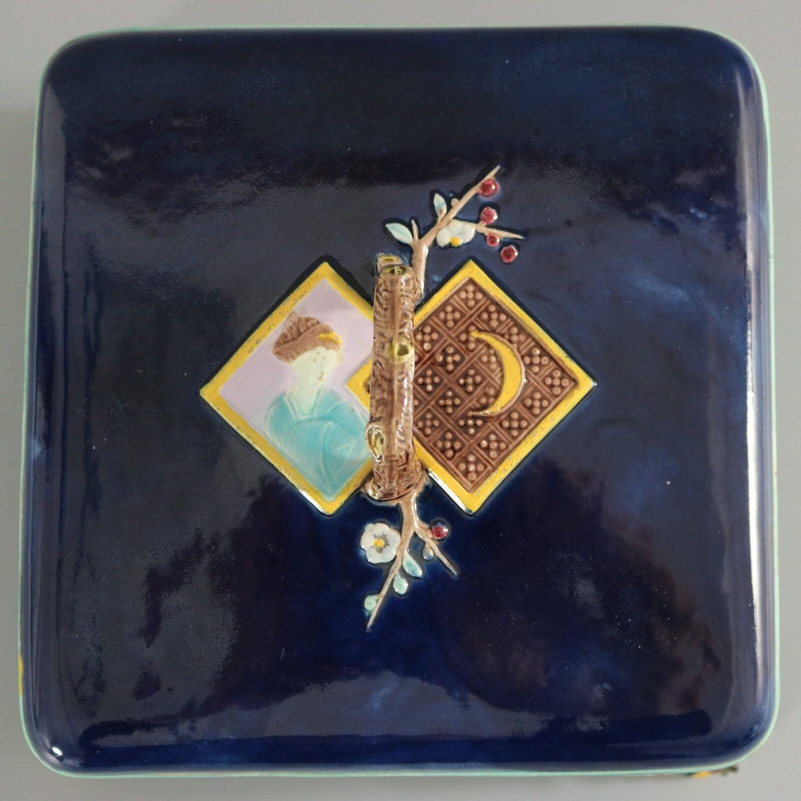 Holdcroft Majolica Square Box and Cover For Sale 5