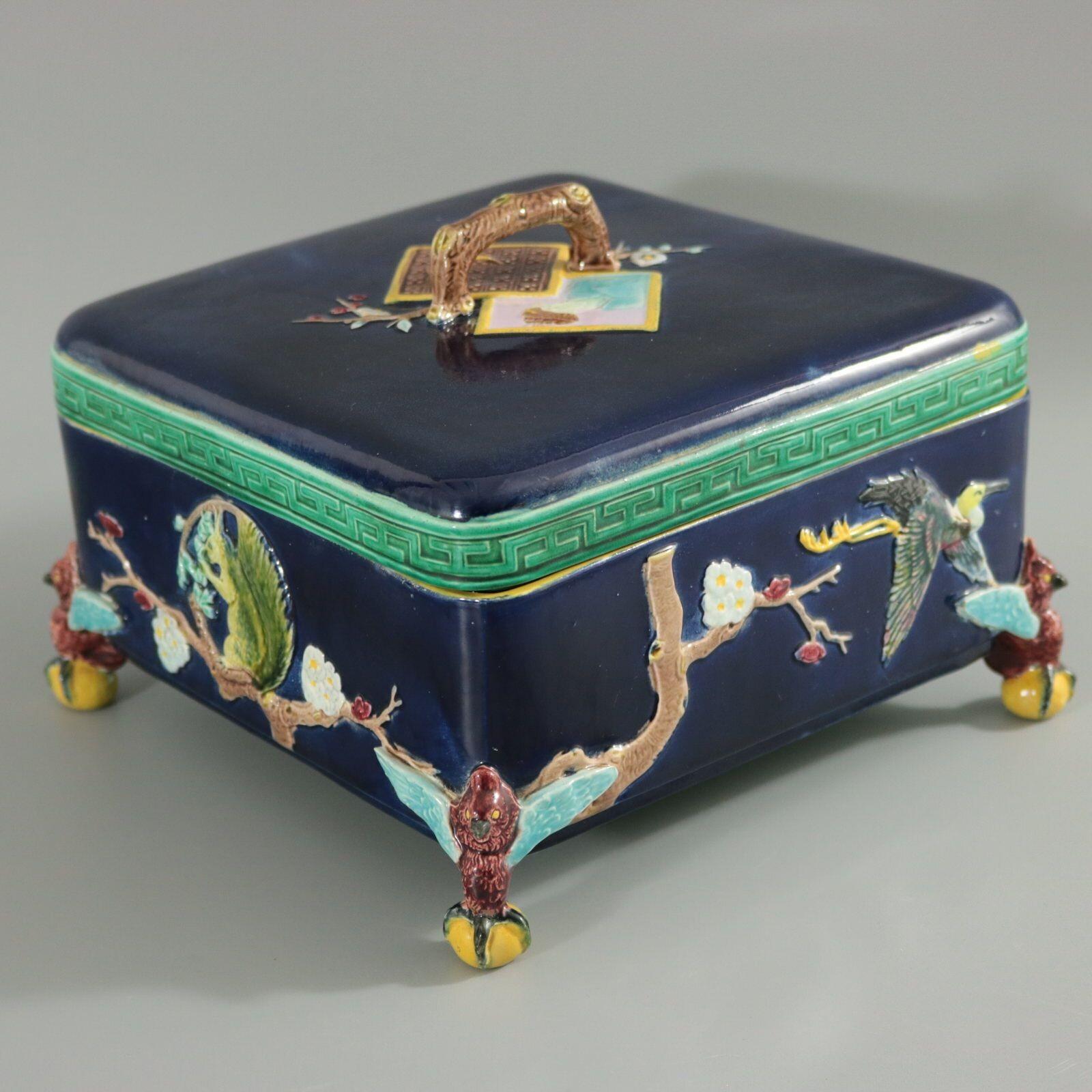 Holdcroft Majolica Square Box and Cover For Sale 1