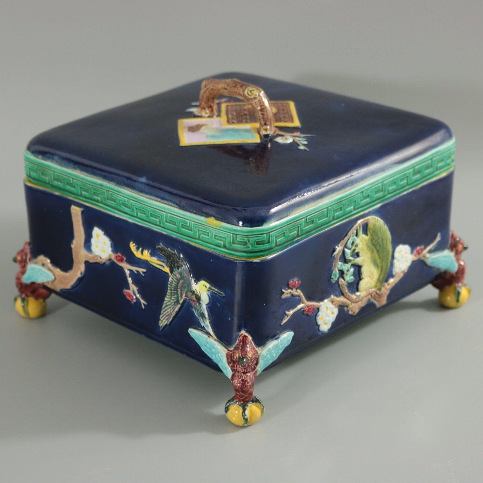 Holdcroft Majolica Square Box and Cover For Sale 3