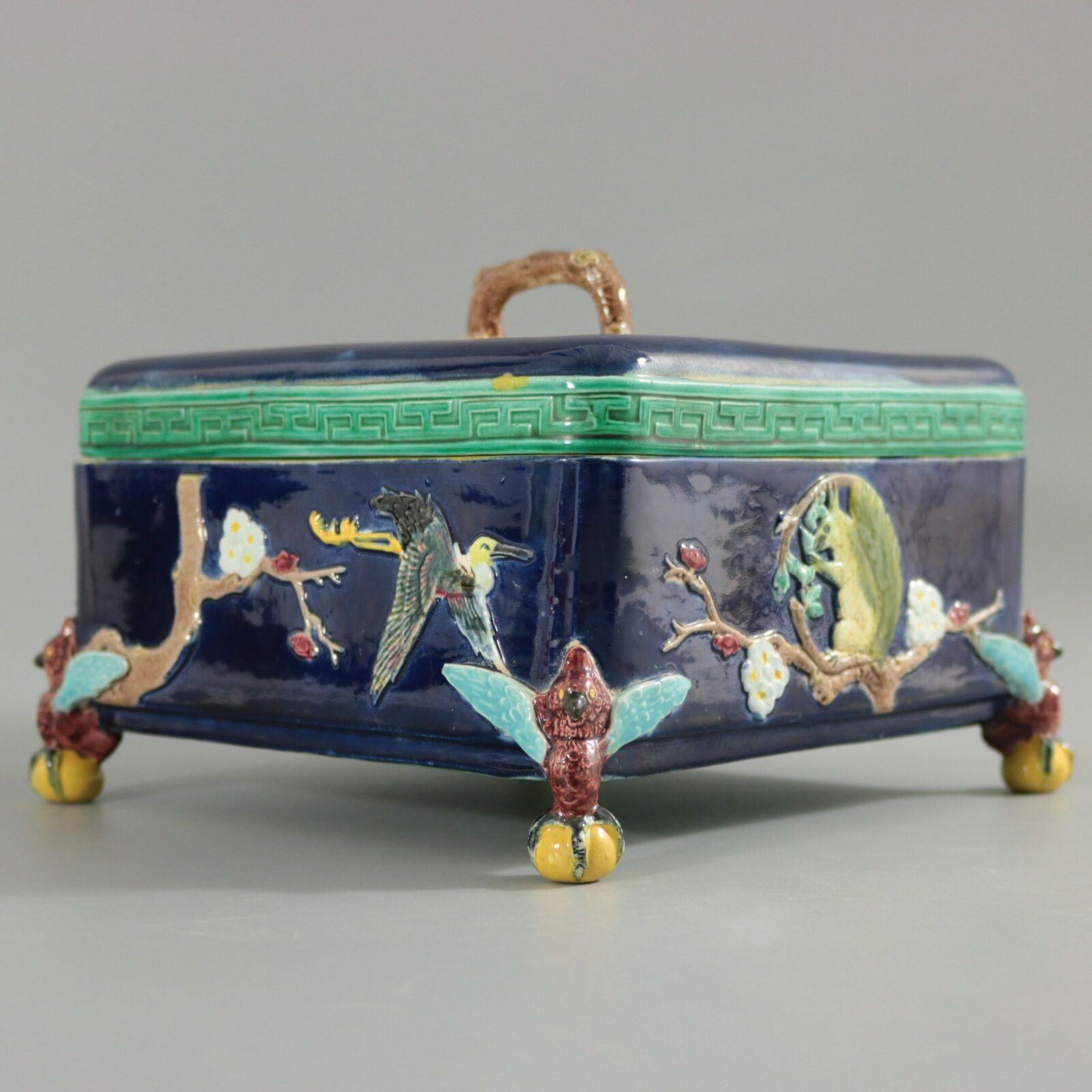 Holdcroft Majolica Square Box and Cover For Sale 4