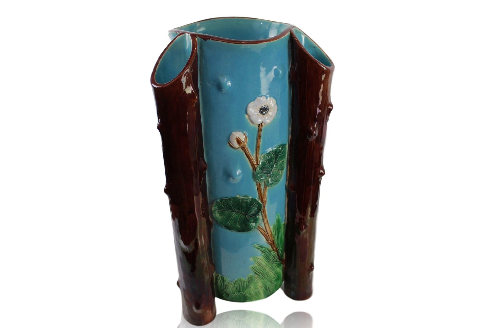 Victorian Holdcroft Majolica Umbrella Stand, English, circa 1875 For Sale