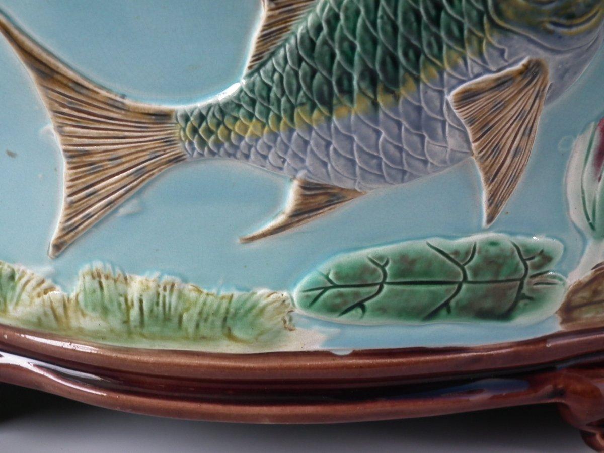 Holdcroft Oval Majolica Fish and Lilies Jardinière 10