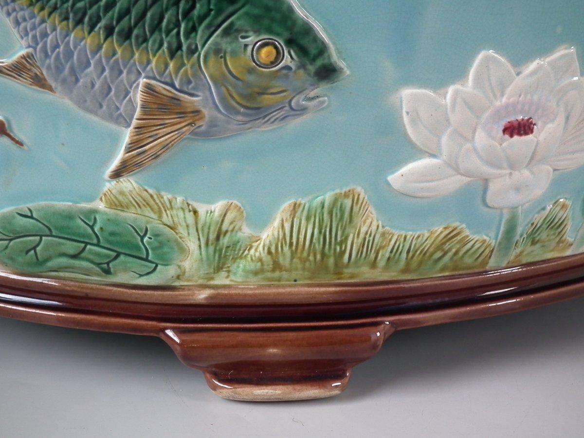Holdcroft Oval Majolica Fish and Lilies Jardinière 28