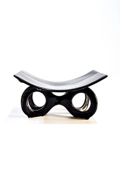 Holder Plate in Shiny Black Glazed Ceramic by Eguiarte & Eguiarte