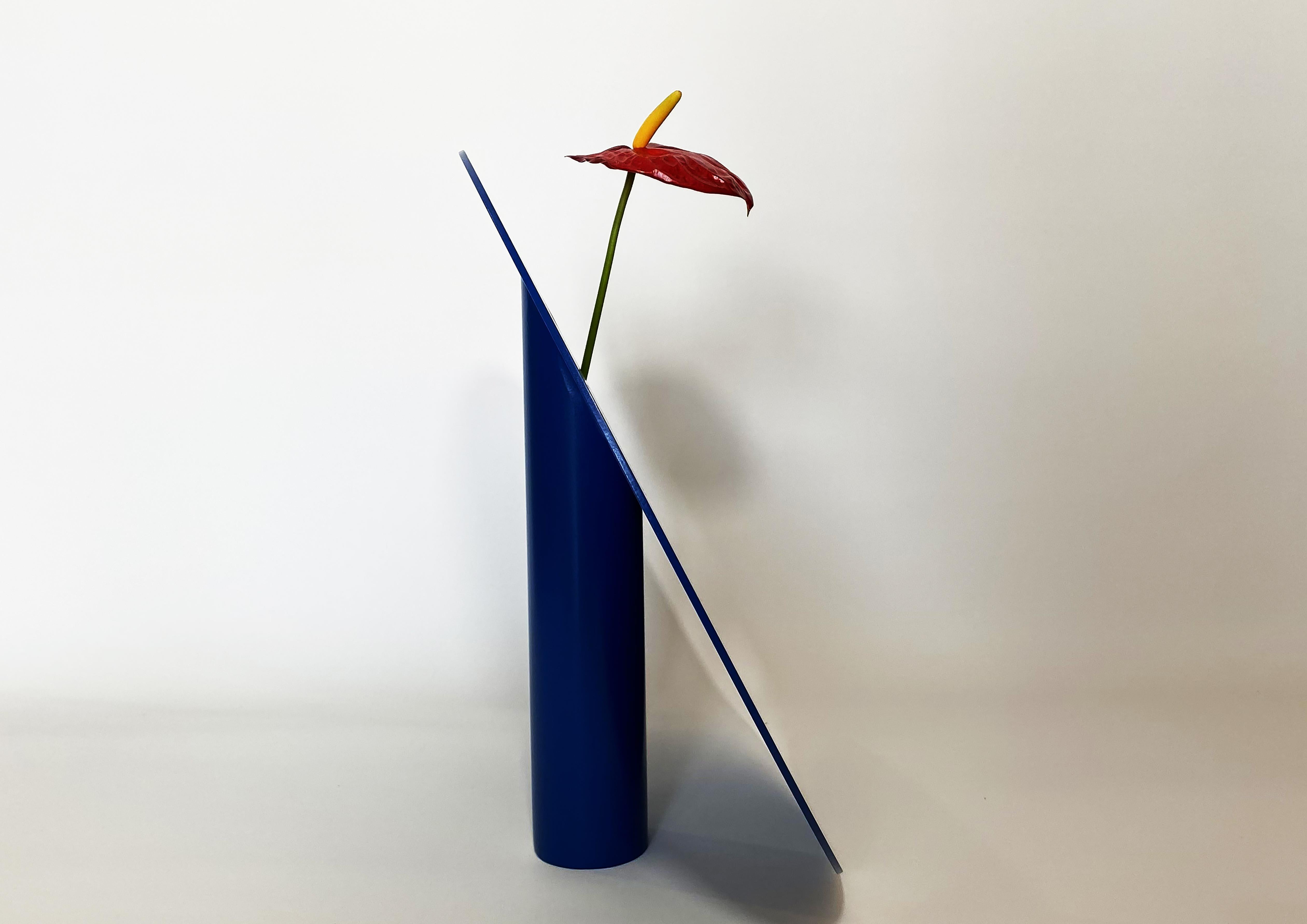 Post-Modern Hole Dark Blue Vase by Shou For Sale