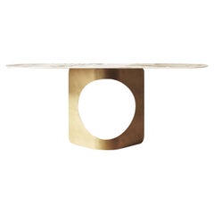 Hole Marbled Stoneware & Bronzed Metal Console by Modesign