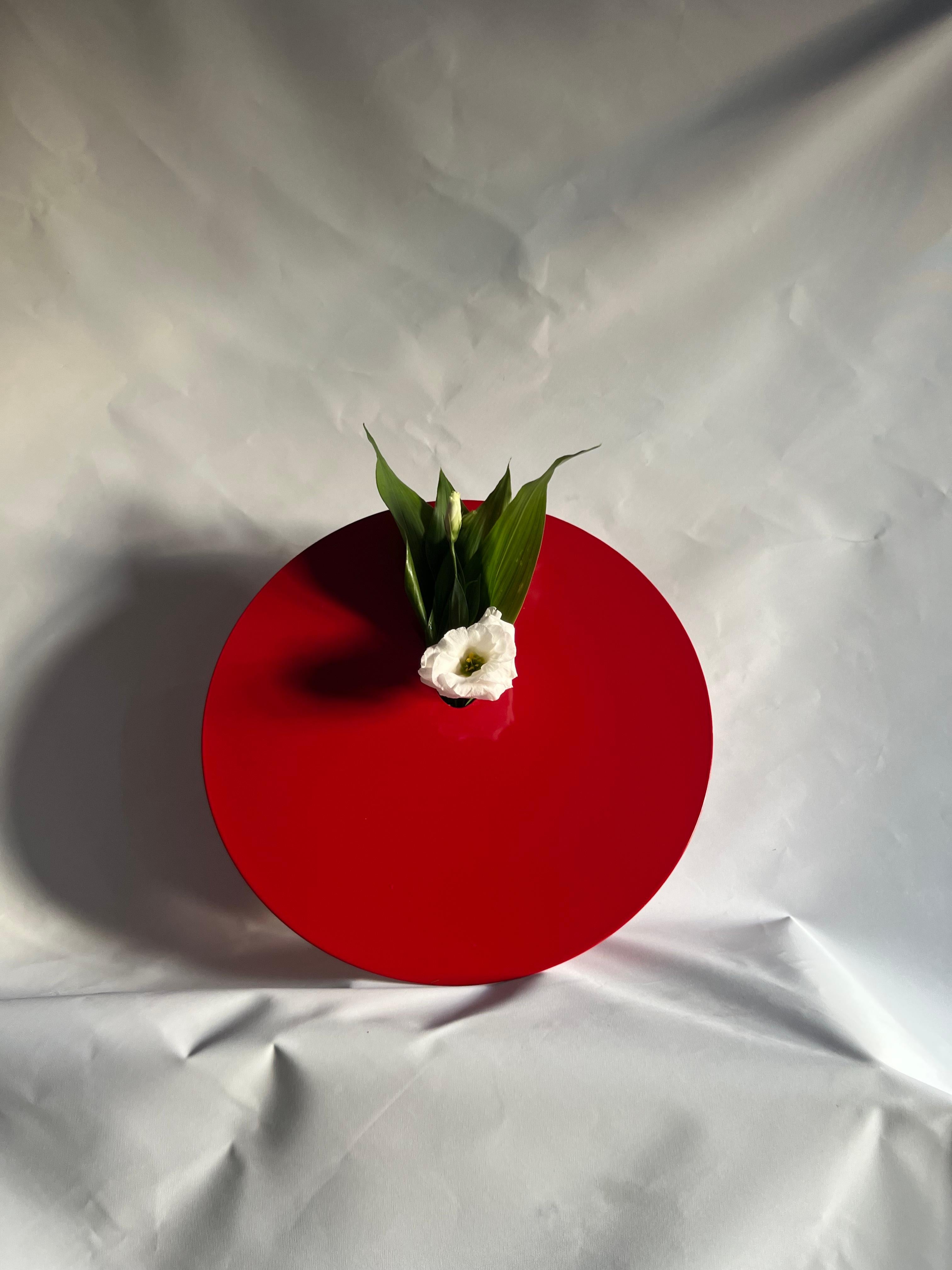 Post-Modern Hole Red Vase by Shou For Sale