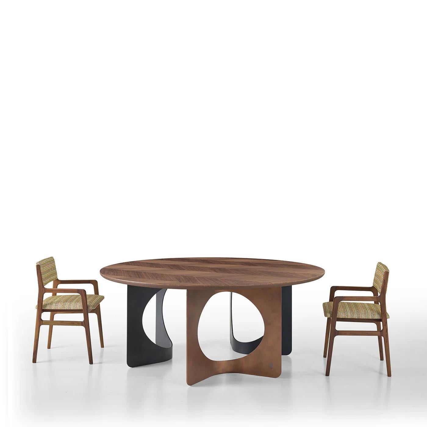XXIe siècle et contemporain Hole Round Canaletto Wood Dining Table by Modesign en vente