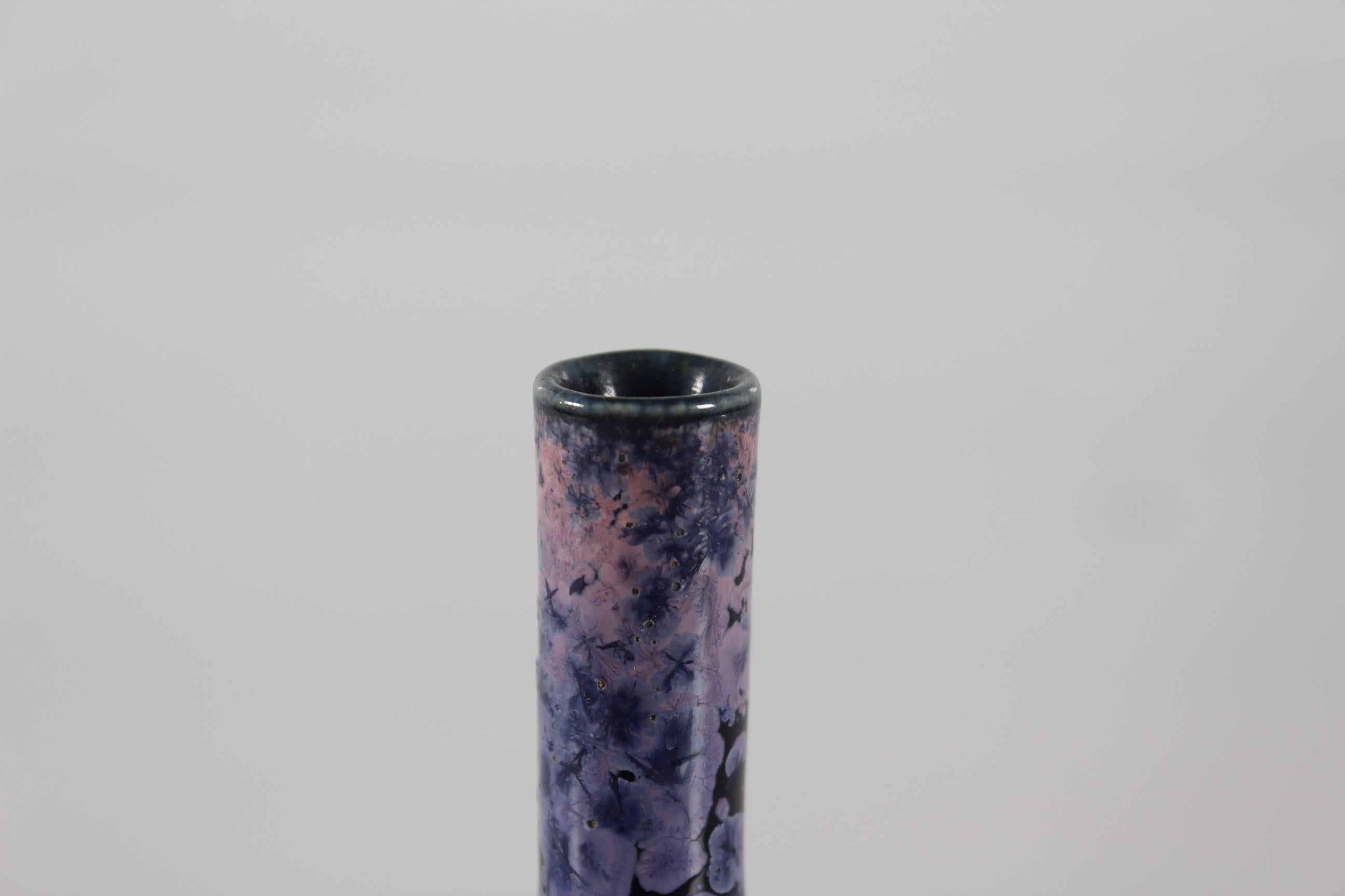 Glazed Holger Busch Jensen for Bing & Grøndahl Vase with Purple Crystal Glaze ca. 1900 For Sale