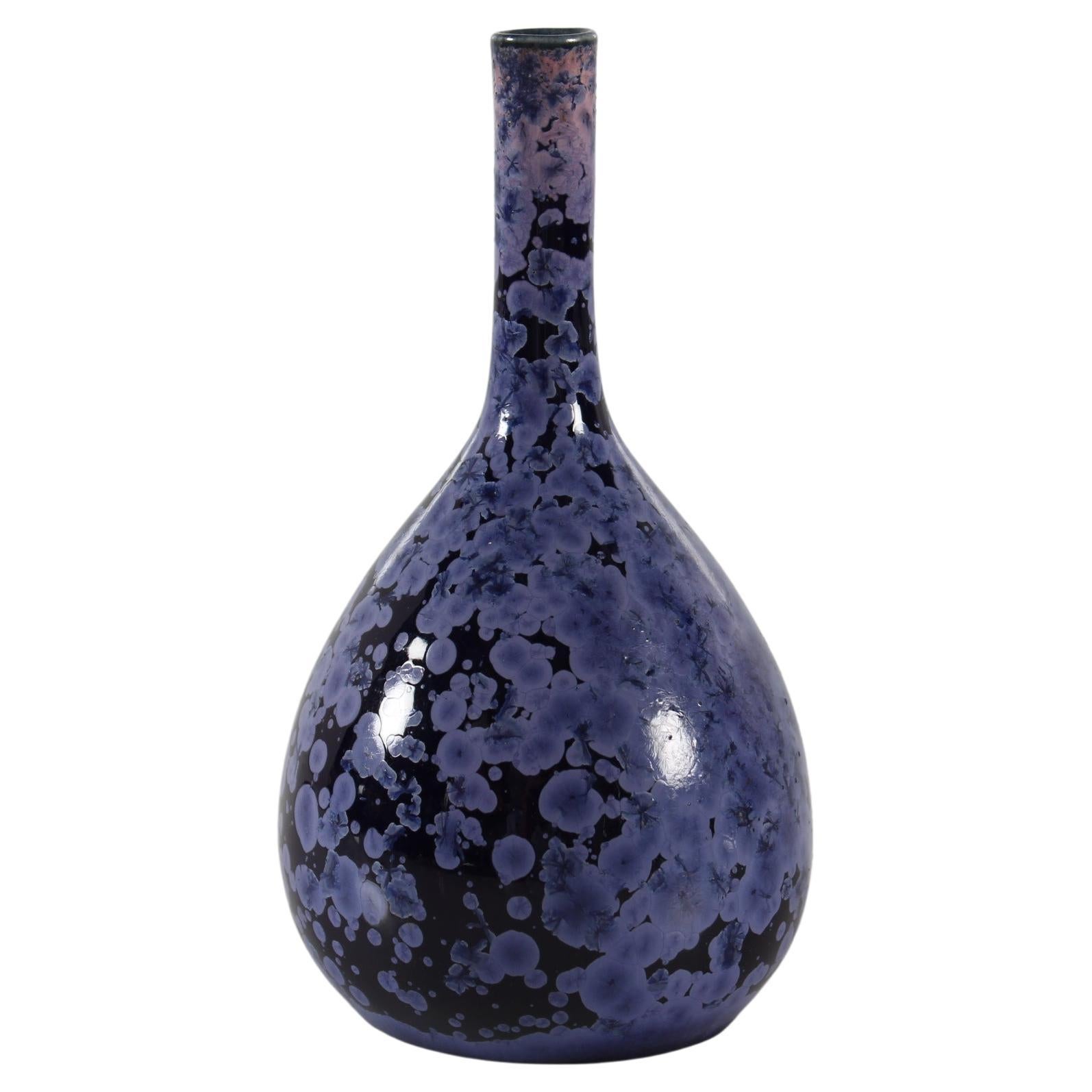 Holger Busch Jensen for Bing & Grøndahl Vase with Purple Crystal Glaze ca. 1900 For Sale