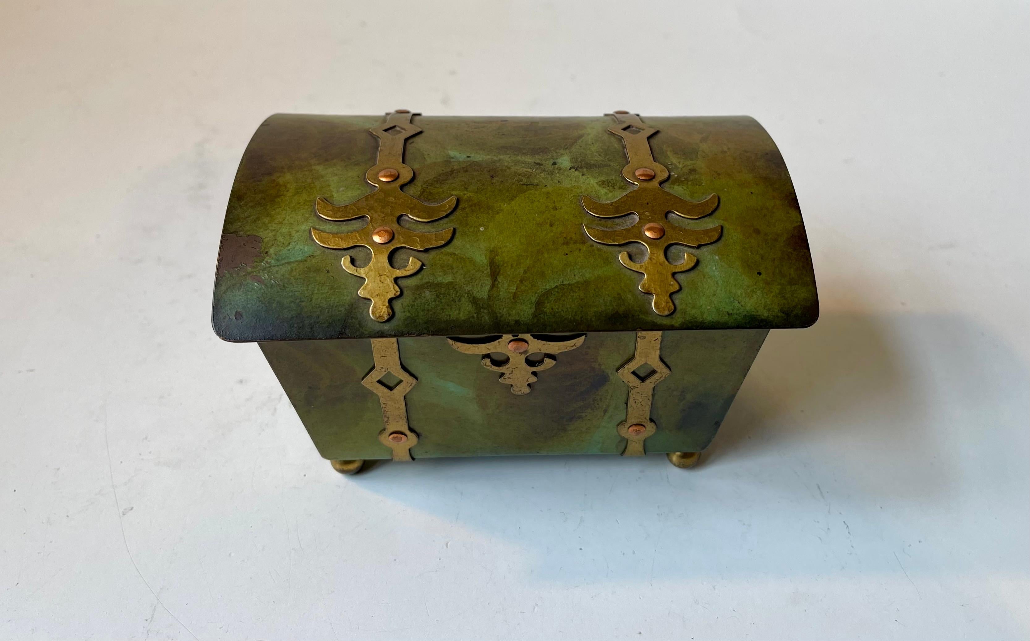 Art Deco Holger FridericiasCasket Box in Patinated Bronze, 1930s For Sale