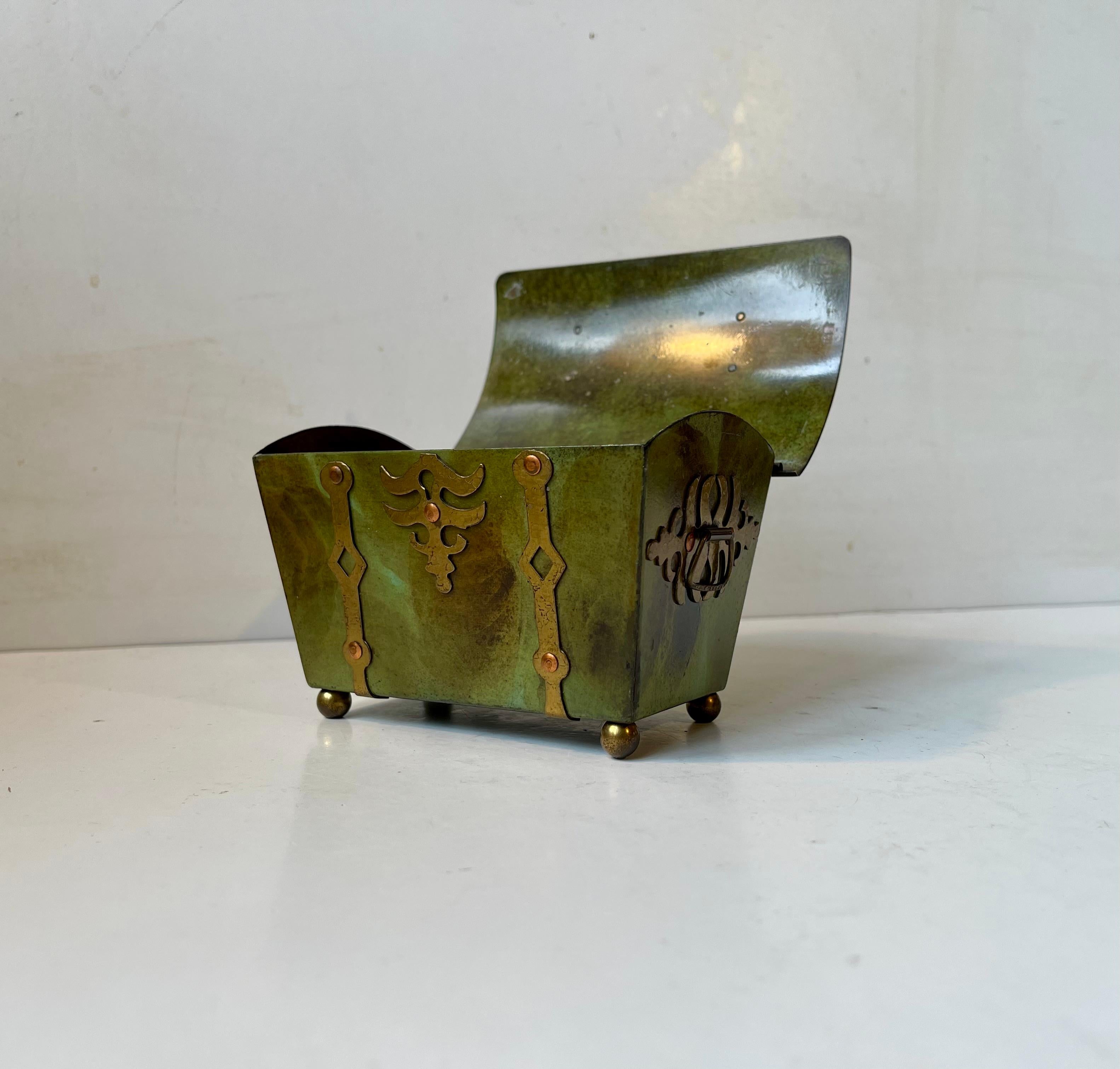 Holger FridericiasCasket Box in Patinated Bronze, 1930s For Sale 3