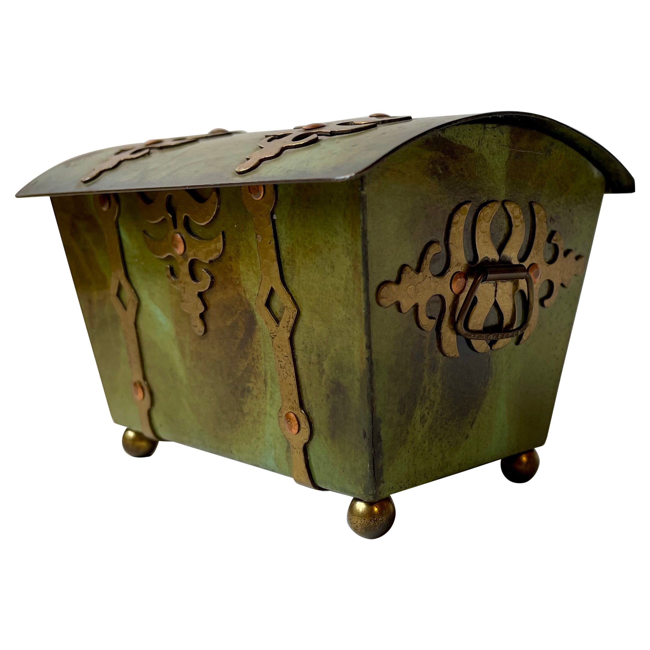 Holger FridericiasCasket Box in Patinated Bronze, 1930s
