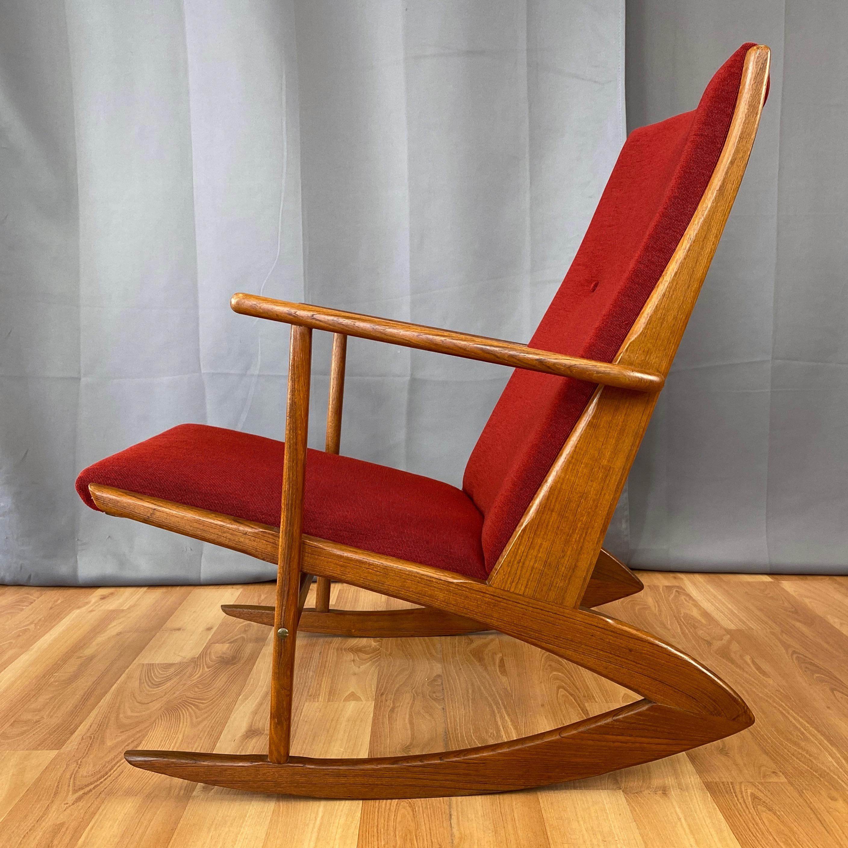 Holger Georg Jensen for Tønder Møbelværk Model 97 Upholstered Teak Rocker, 1958 3