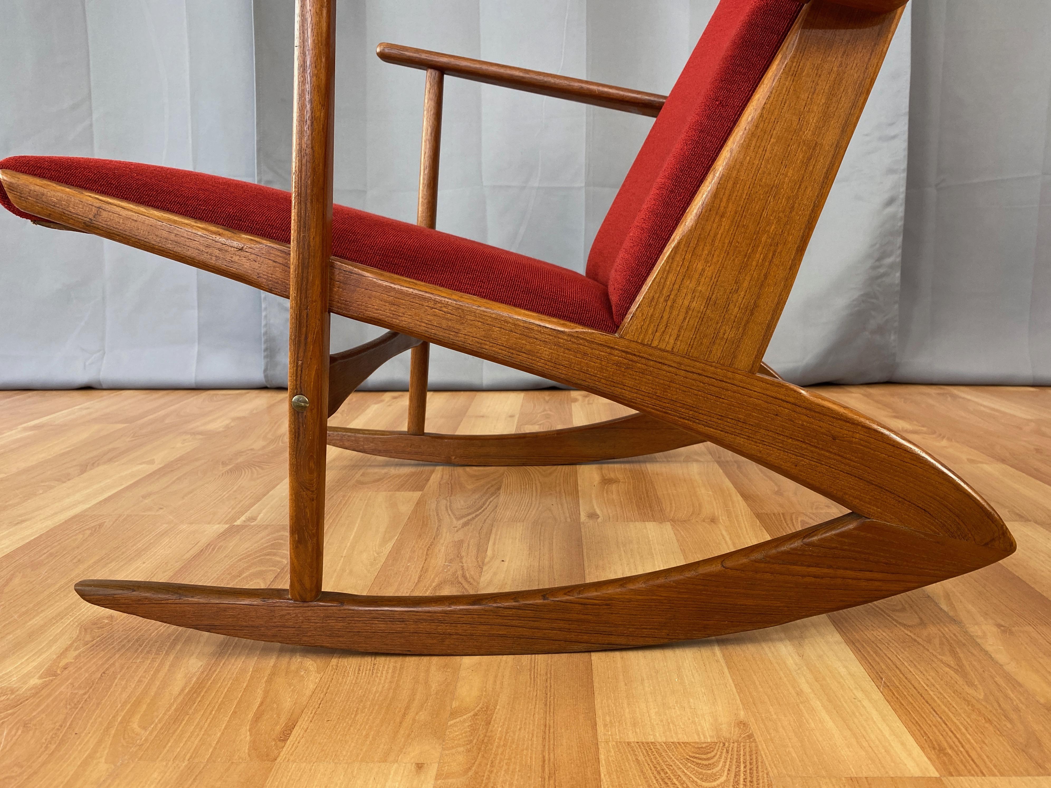 Holger Georg Jensen for Tønder Møbelværk Model 97 Upholstered Teak Rocker, 1958 4