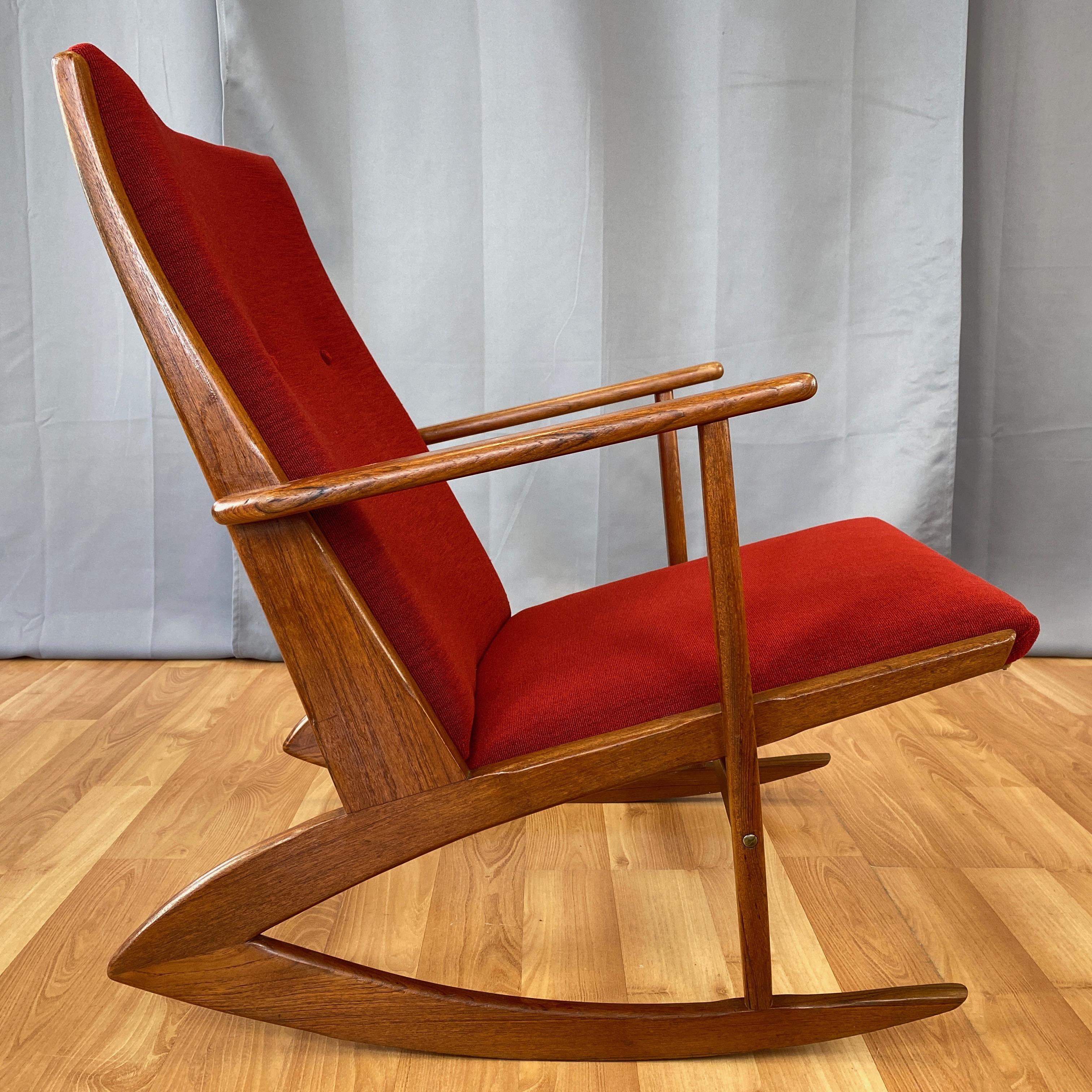 Mid-20th Century Holger Georg Jensen for Tønder Møbelværk Model 97 Upholstered Teak Rocker, 1958