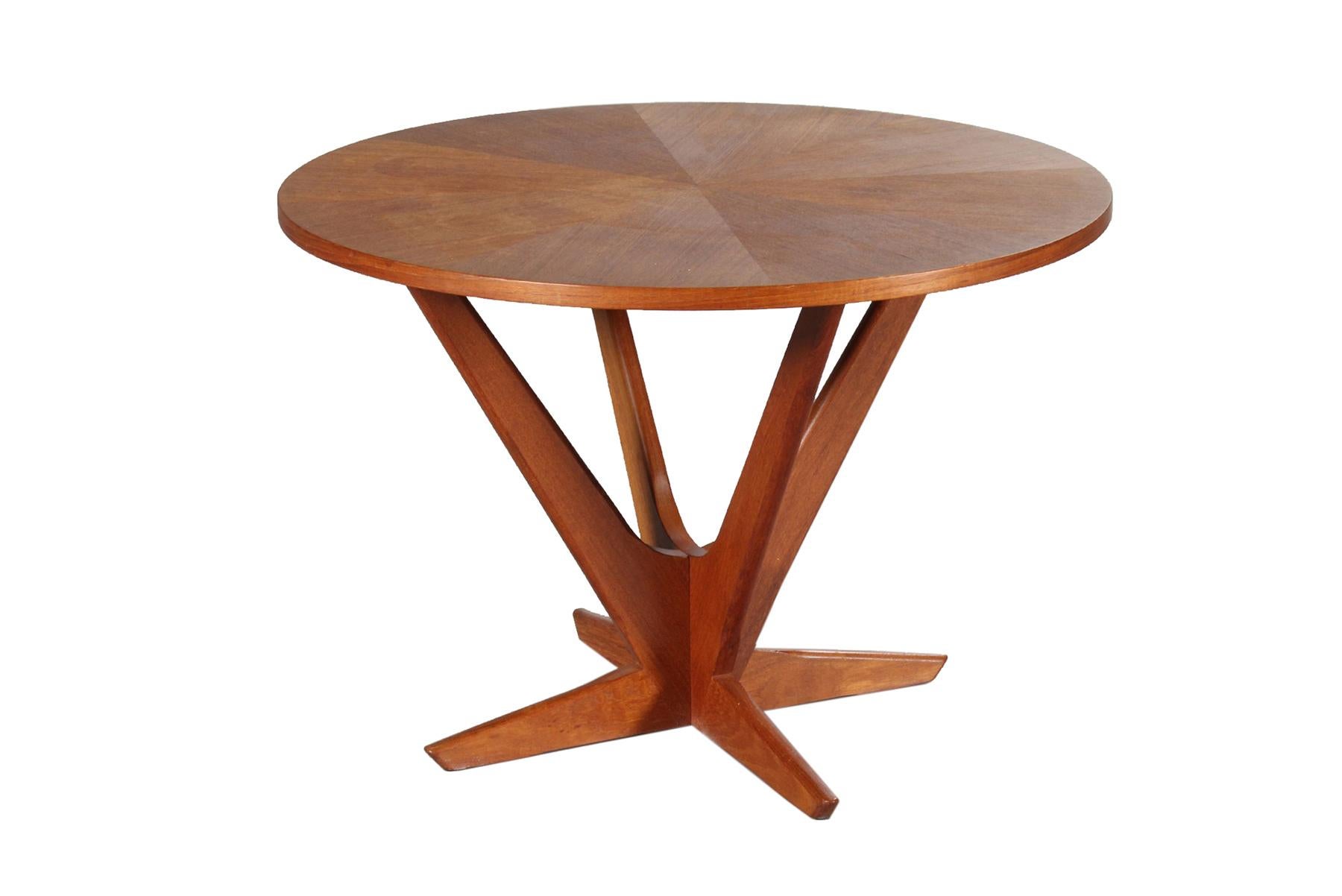 Scandinavian Modern Holger Georg Jensen Kubus Circular Teak Pedestal Coffee Table