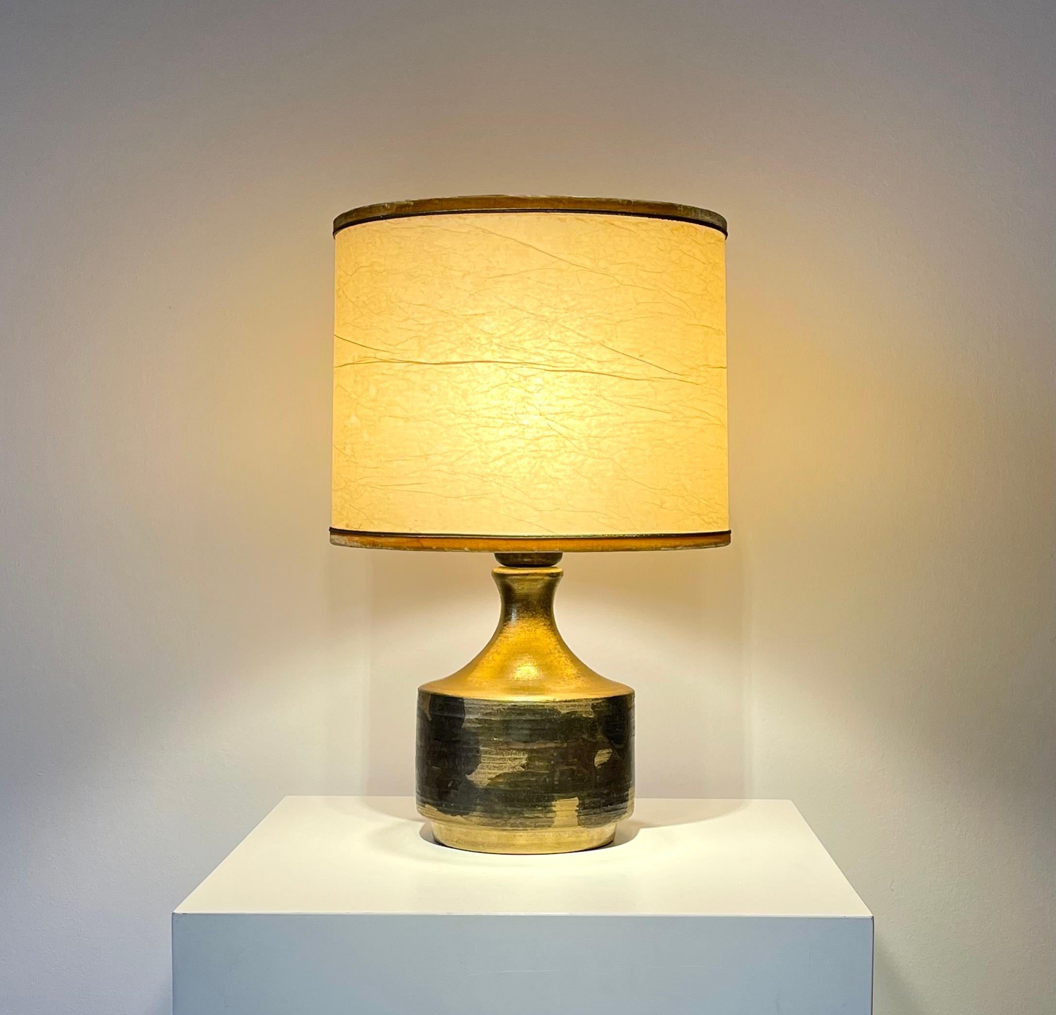 Holger Granbäck, Ceramic Table Lamp, Gold Glaze, Finland 1960s For Sale 2