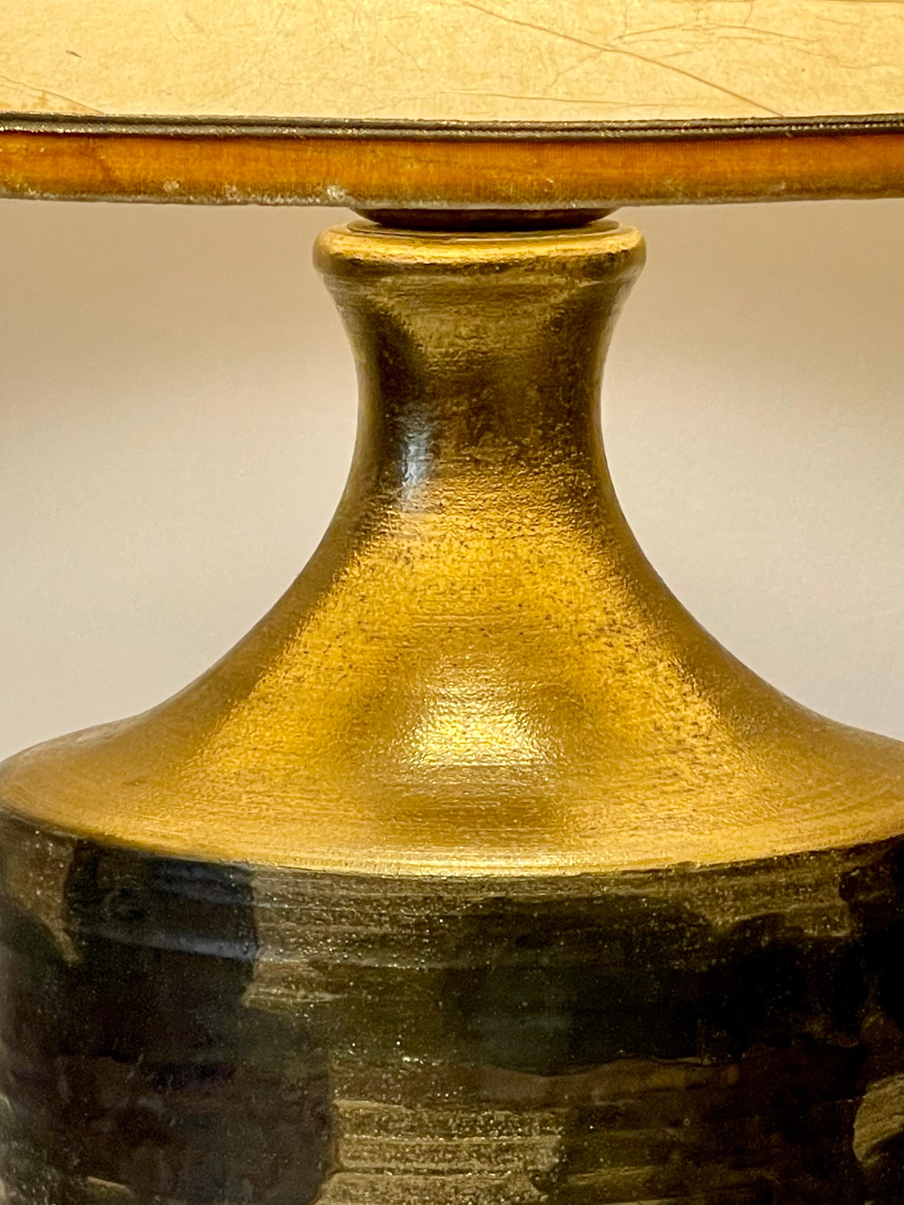 Holger Granbäck, Ceramic Table Lamp, Gold Glaze, Finland 1960s For Sale 5