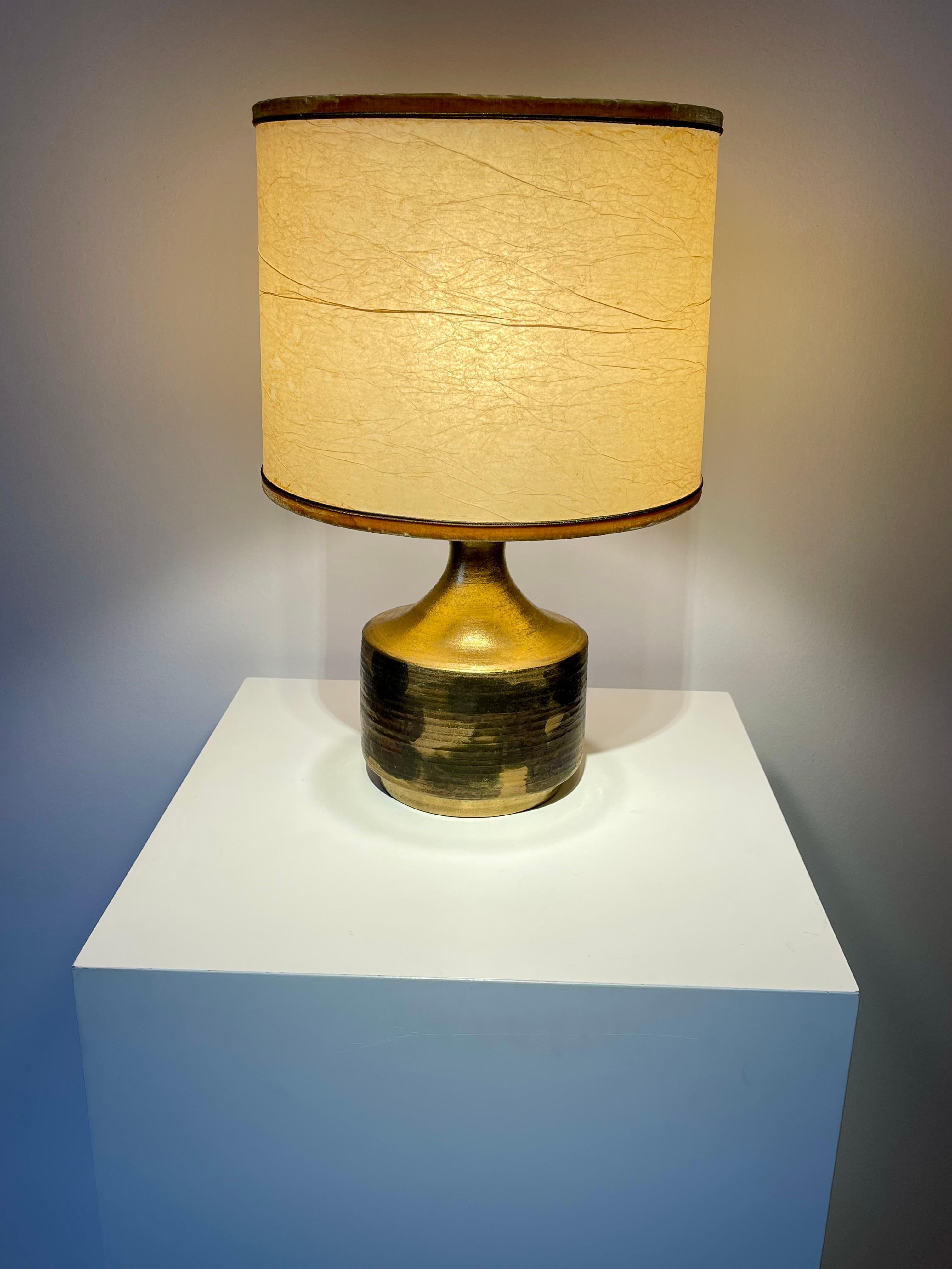 Holger Granbäck, Ceramic Table Lamp, Gold Glaze, Finland 1960s For Sale 8
