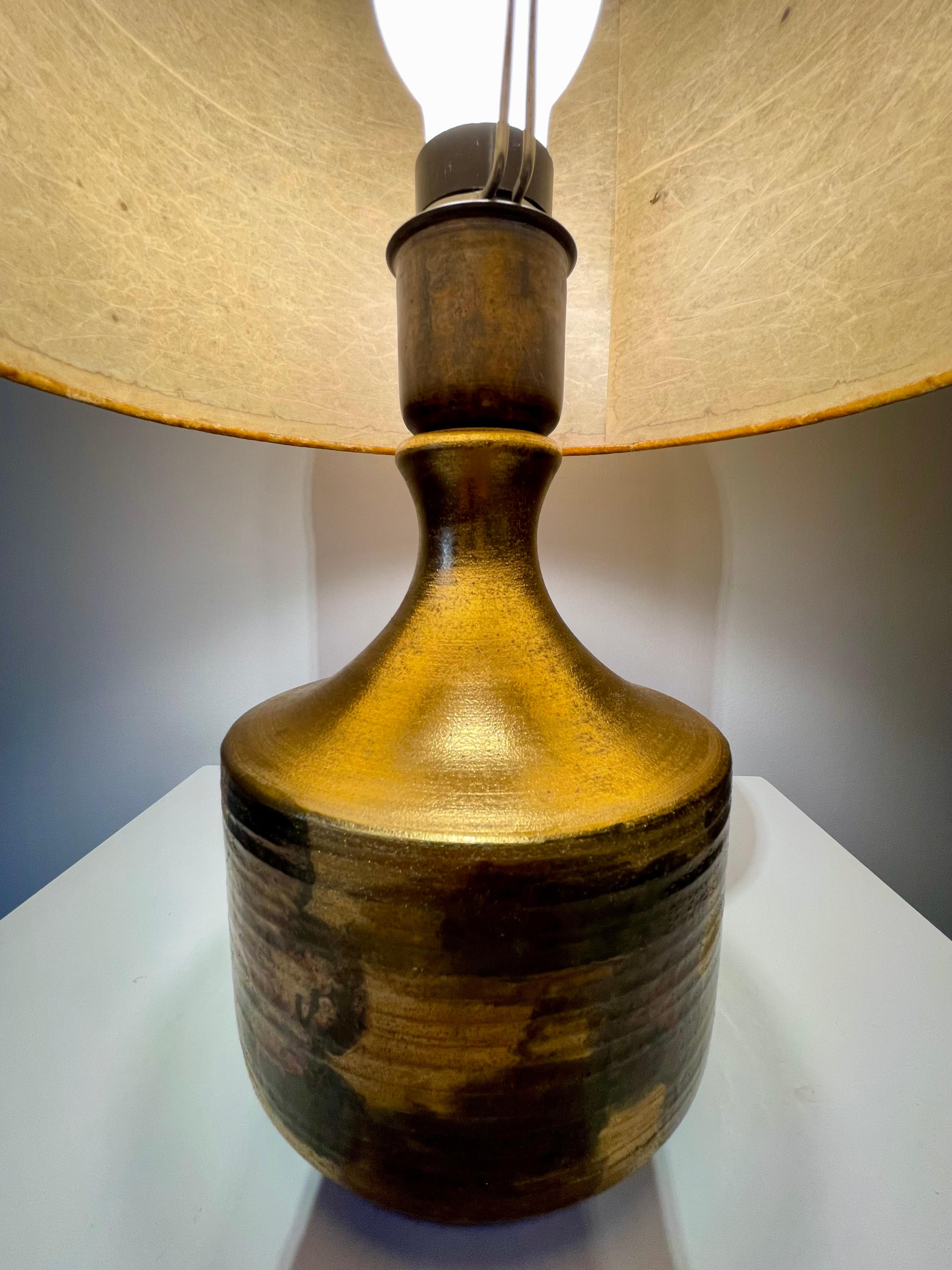 Holger Granbäck, Ceramic Table Lamp, Gold Glaze, Finland 1960s For Sale 9
